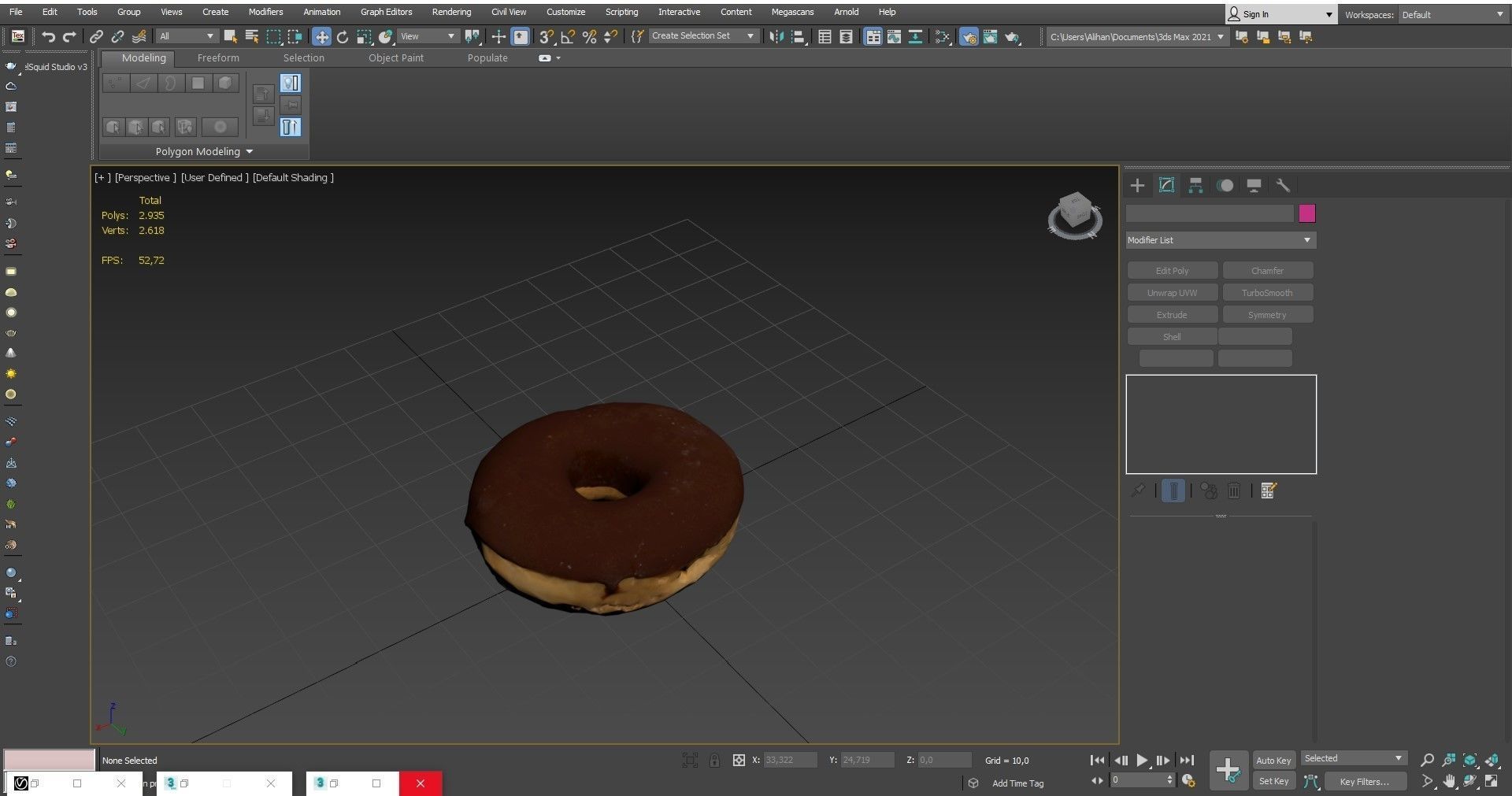 Chocolate Donut Low-poly 3D model_2