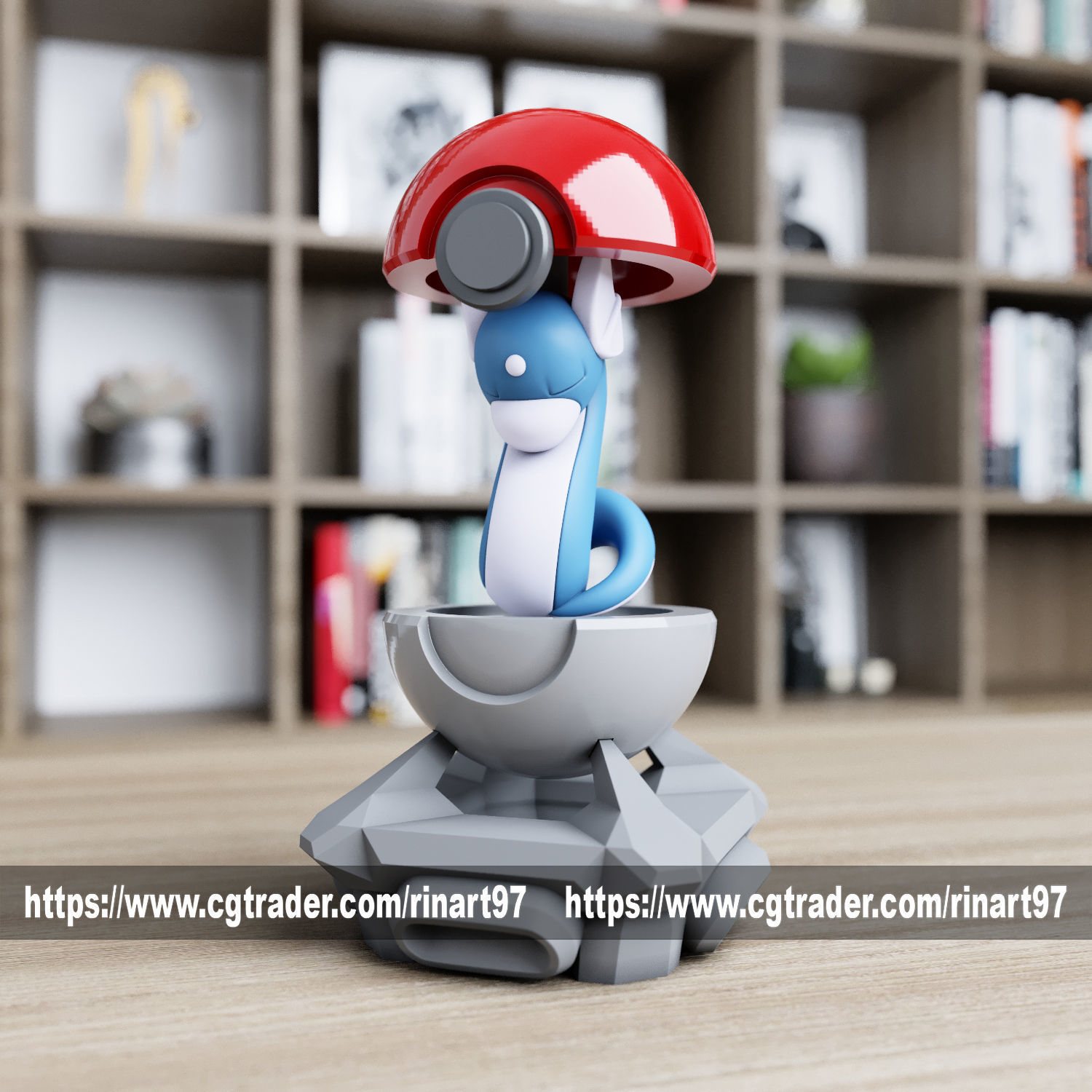 Dratini in the Pokeball from pokemon 3D print model_5