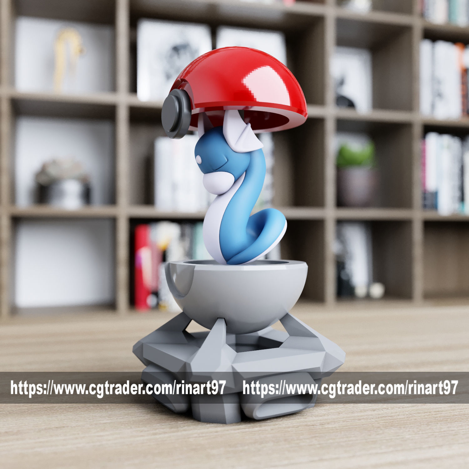 Dratini in the Pokeball from pokemon 3D print model_7