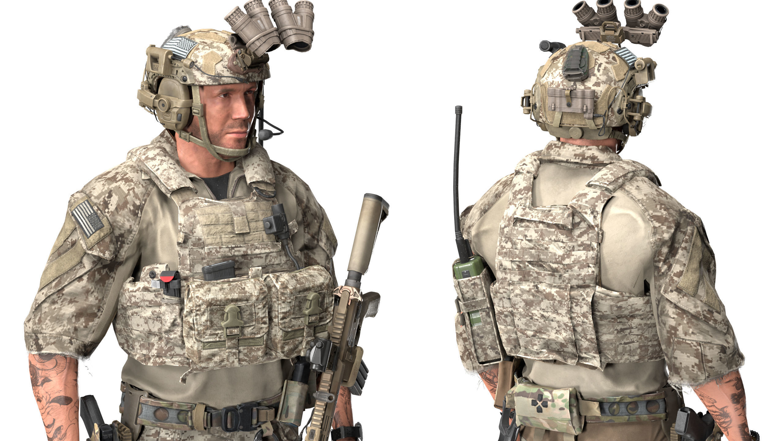 GAME READY RIGGED WESTERN SPECIAL OPERATIONS CHARACTER V3 Low-poly 3D model_8