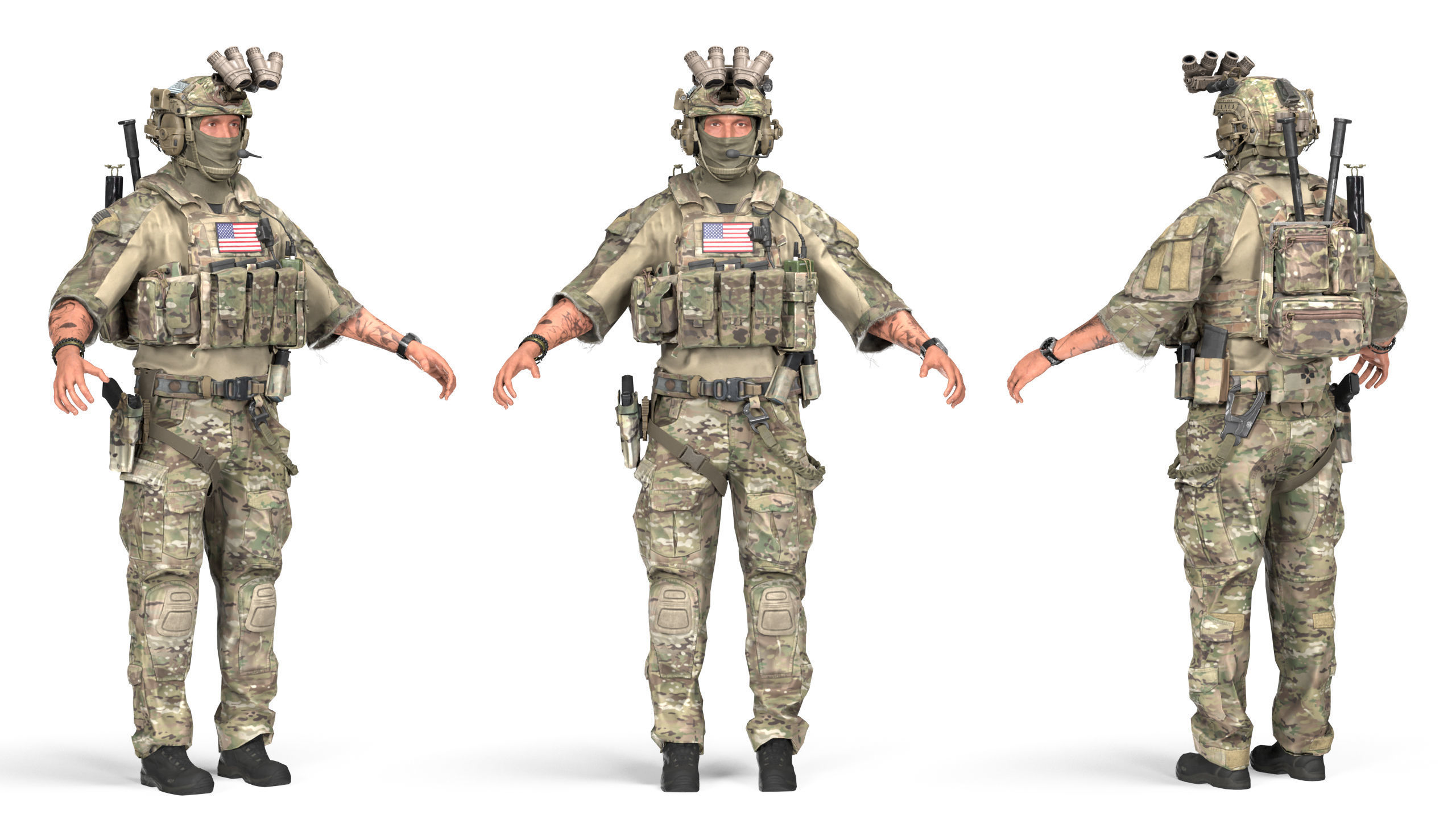 GAME READY RIGGED WESTERN SPECIAL OPERATIONS CHARACTER V3 Low-poly 3D model_6