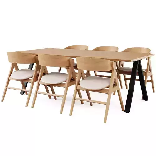 Dining Table CARRADALE and Chair WATERTON by Rowico Home