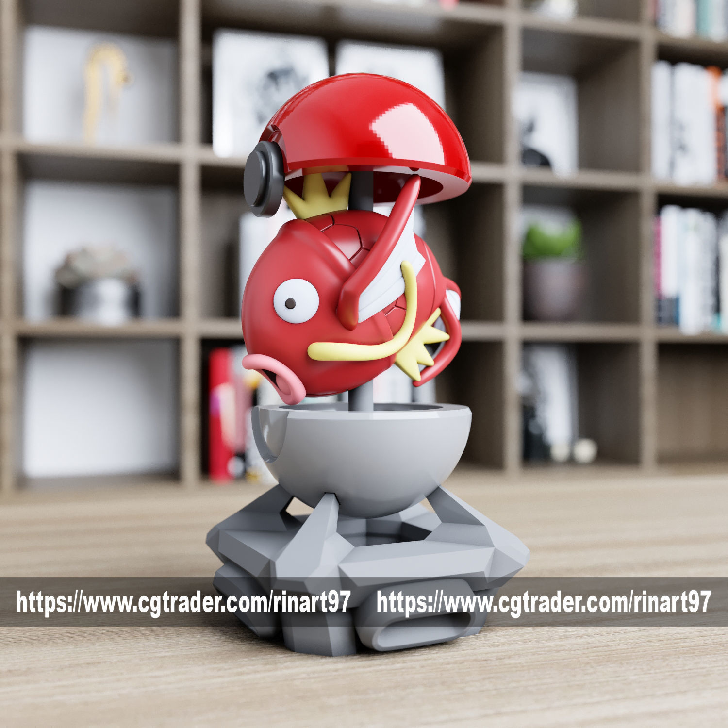 magikarp in the Pokeball from pokemon 3D print model_7