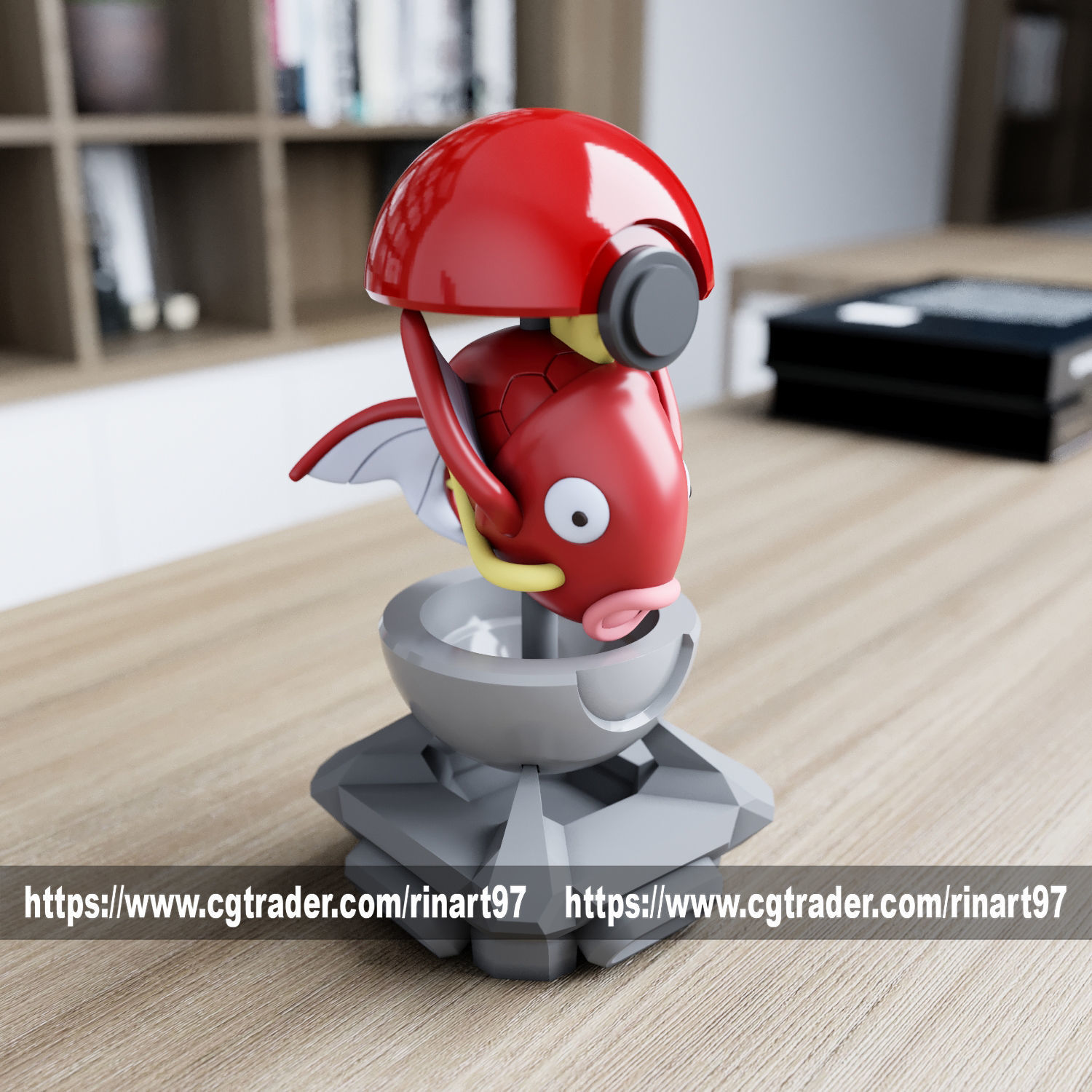 magikarp in the Pokeball from pokemon 3D print model_9