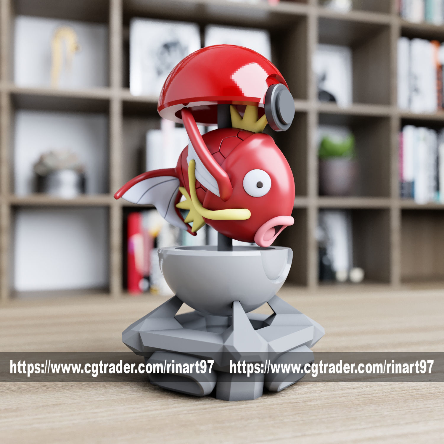 magikarp in the Pokeball from pokemon 3D print model_2