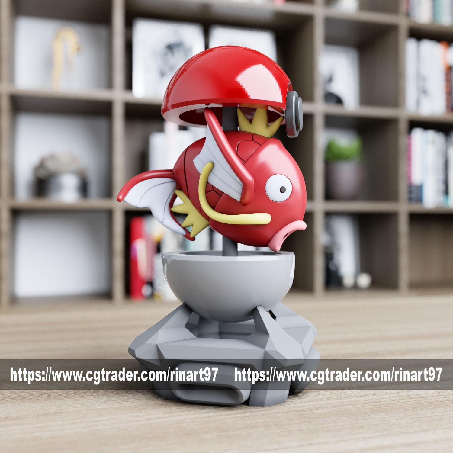 magikarp in the Pokeball from pokemon 3D print model_3