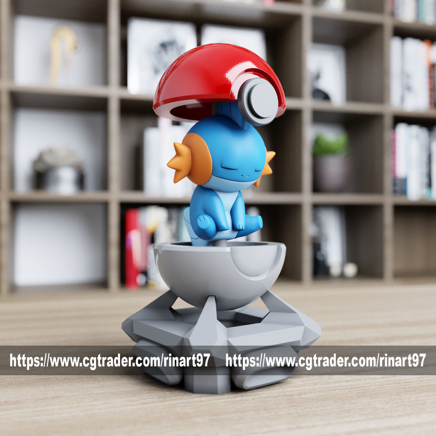 Mudkip in the Pokeball from pokemon 3D print model_1