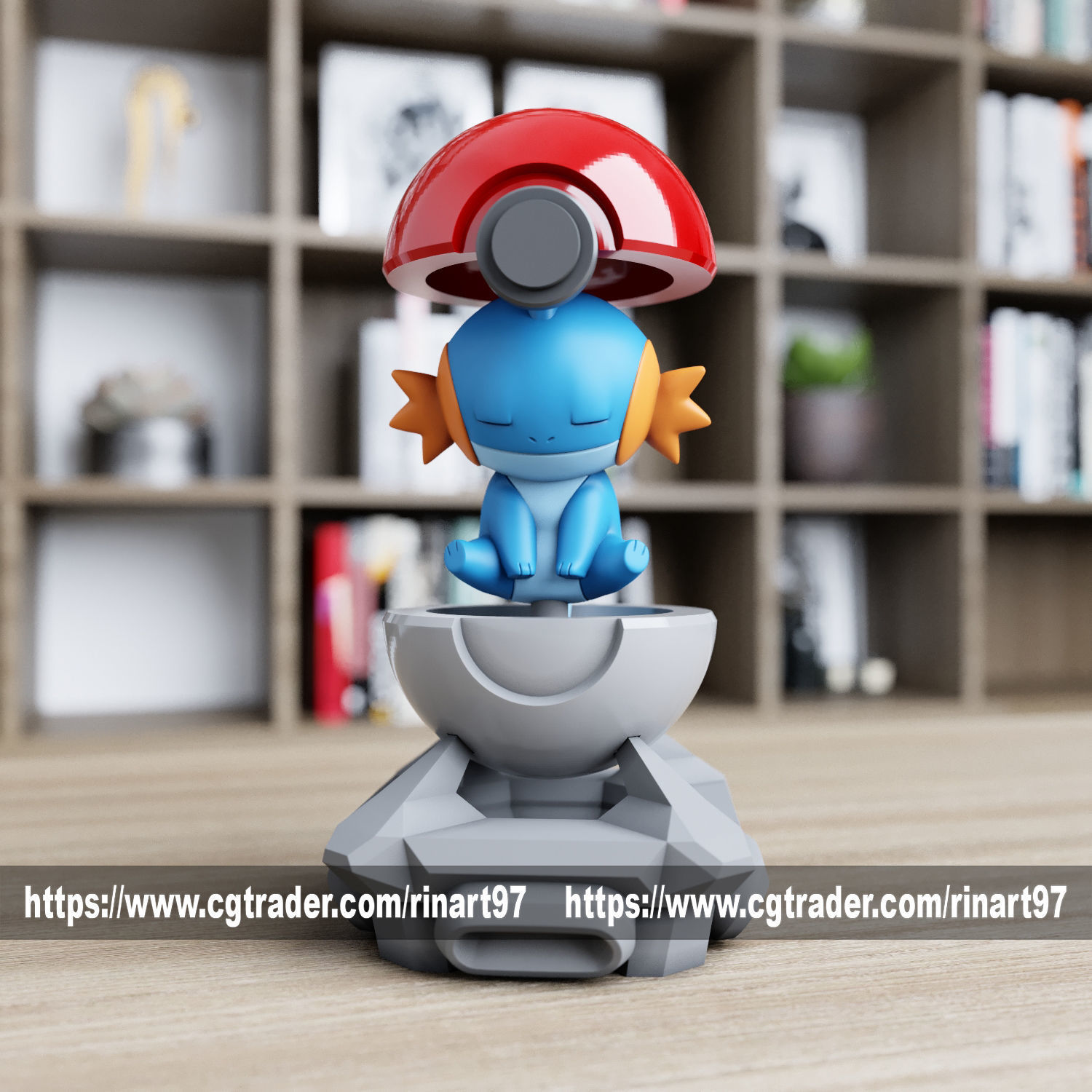 Mudkip in the Pokeball from pokemon 3D print model_4