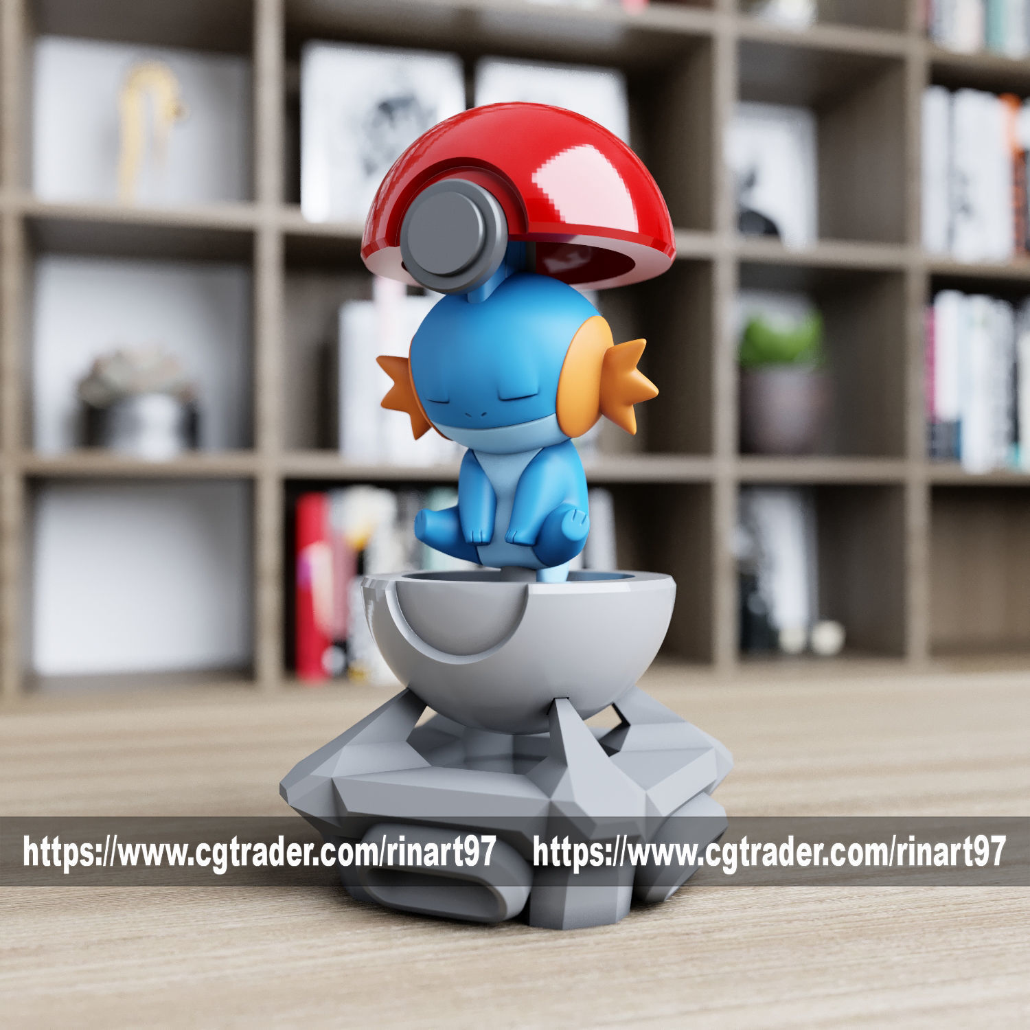 Mudkip in the Pokeball from pokemon 3D print model_5
