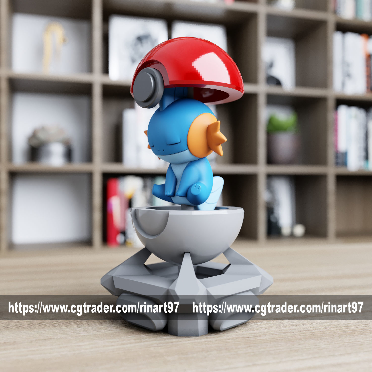 Mudkip in the Pokeball from pokemon 3D print model_6