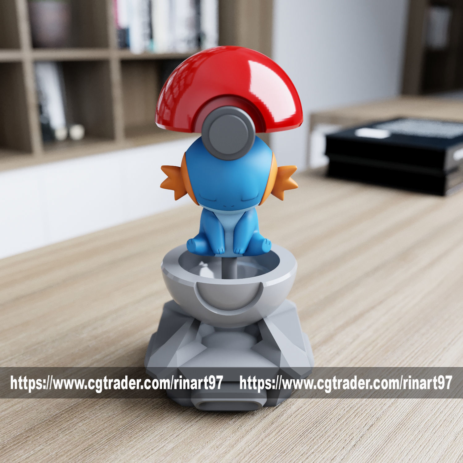 Mudkip in the Pokeball from pokemon 3D print model_9