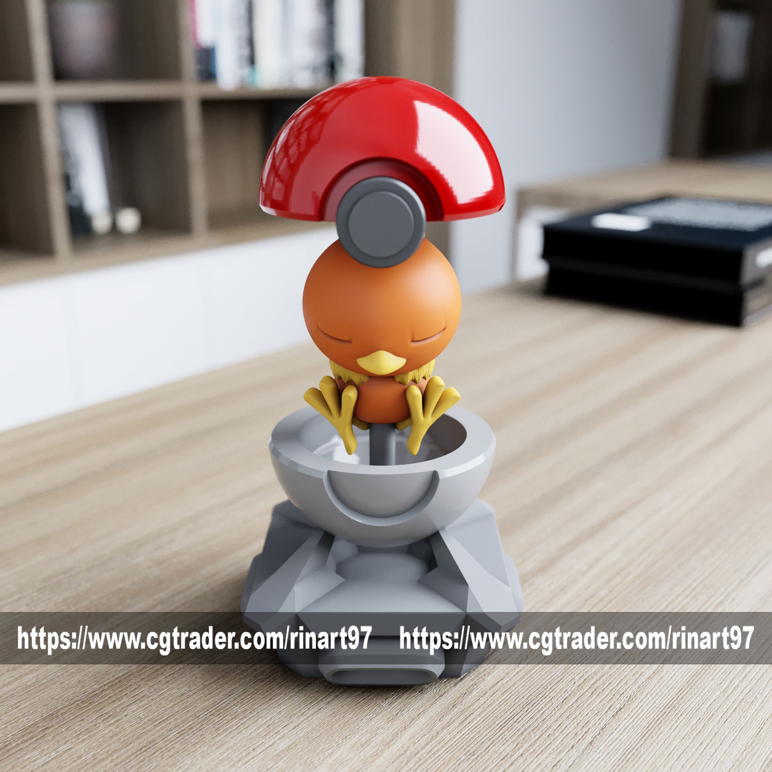 Torchic in the Pokeball from pokemon 3D print model_9