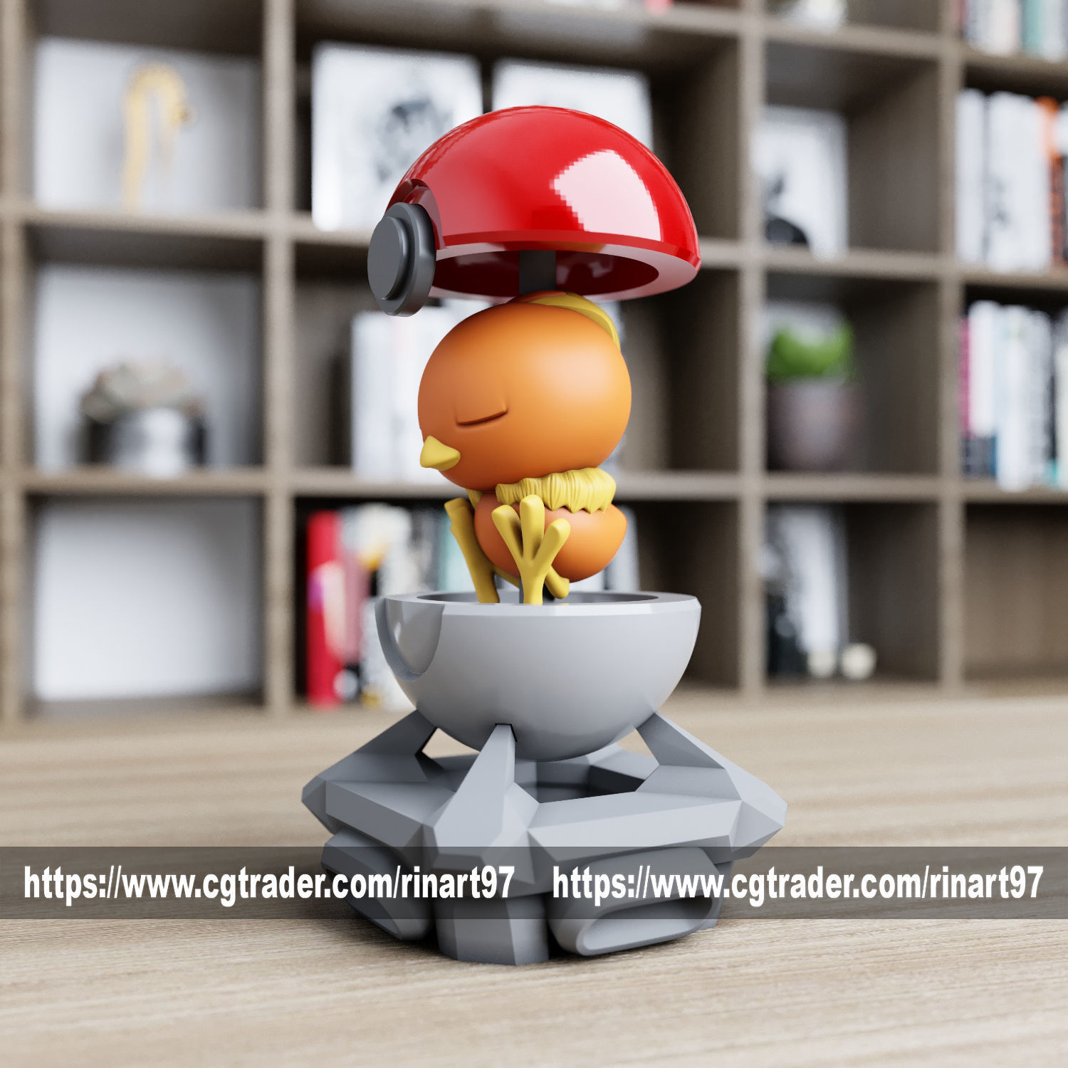 Torchic in the Pokeball from pokemon 3D print model_7