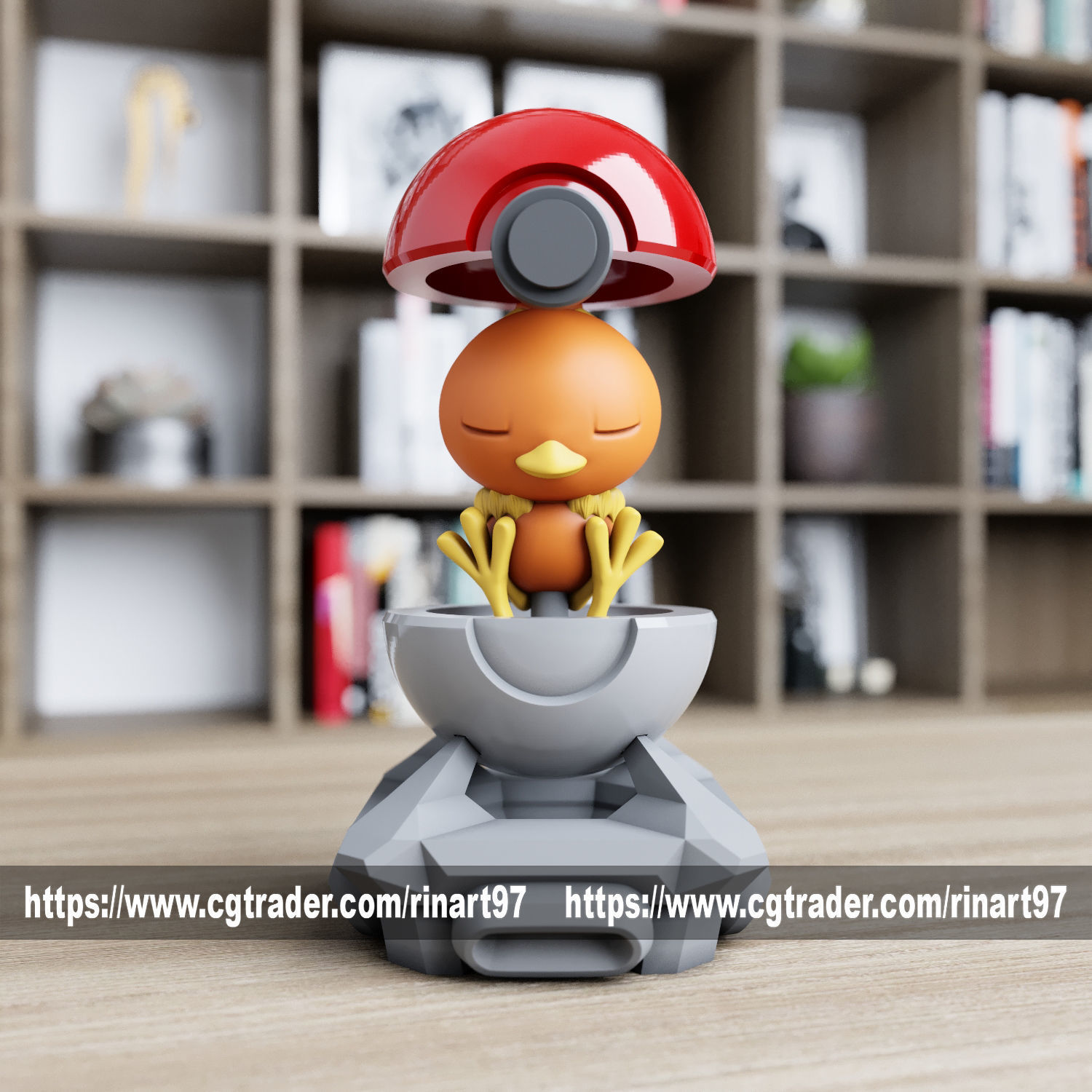Torchic in the Pokeball from pokemon 3D print model_4