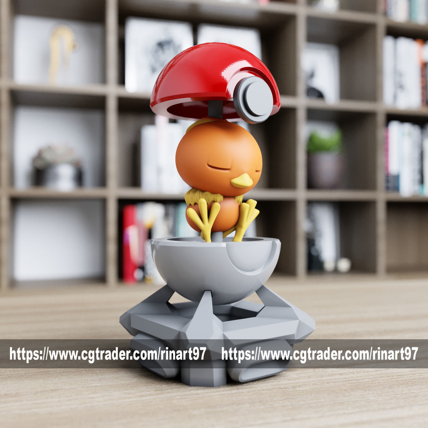 Torchic in the Pokeball from pokemon 3D print model_1