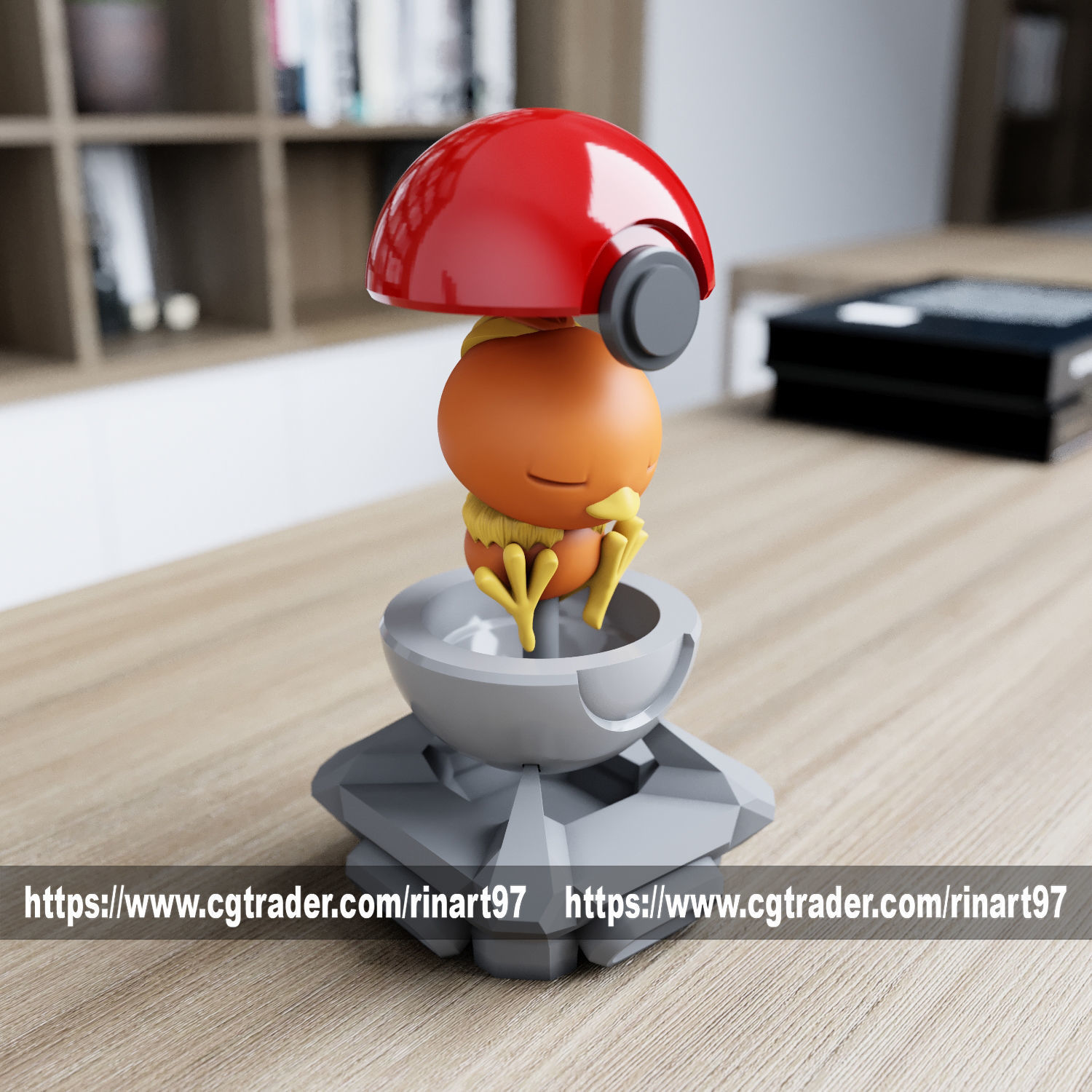 Torchic in the Pokeball from pokemon 3D print model_8
