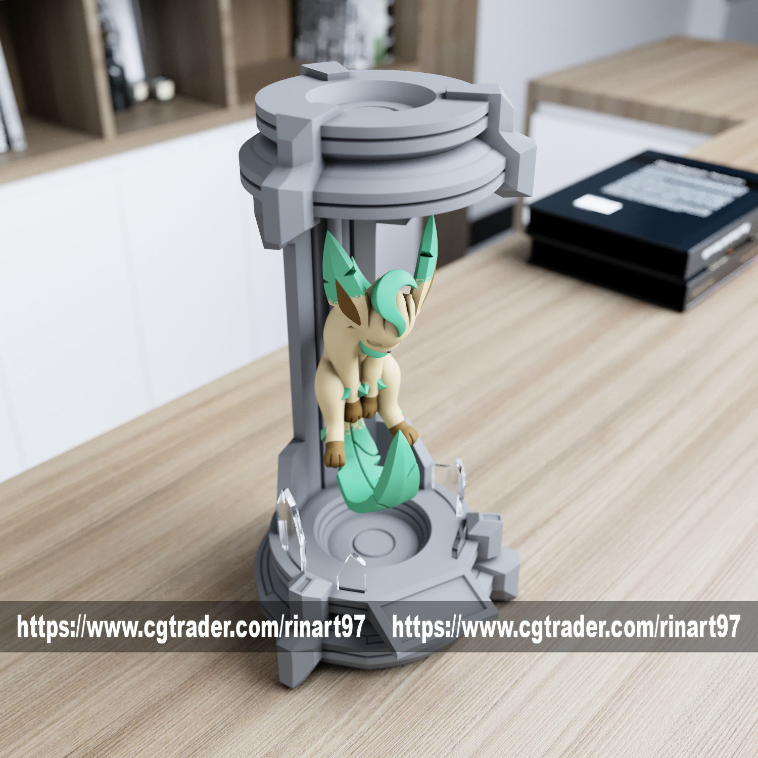 Leafeon in the lab from pokemon 3D print model_9