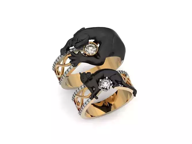 couples panther wedding bands 945