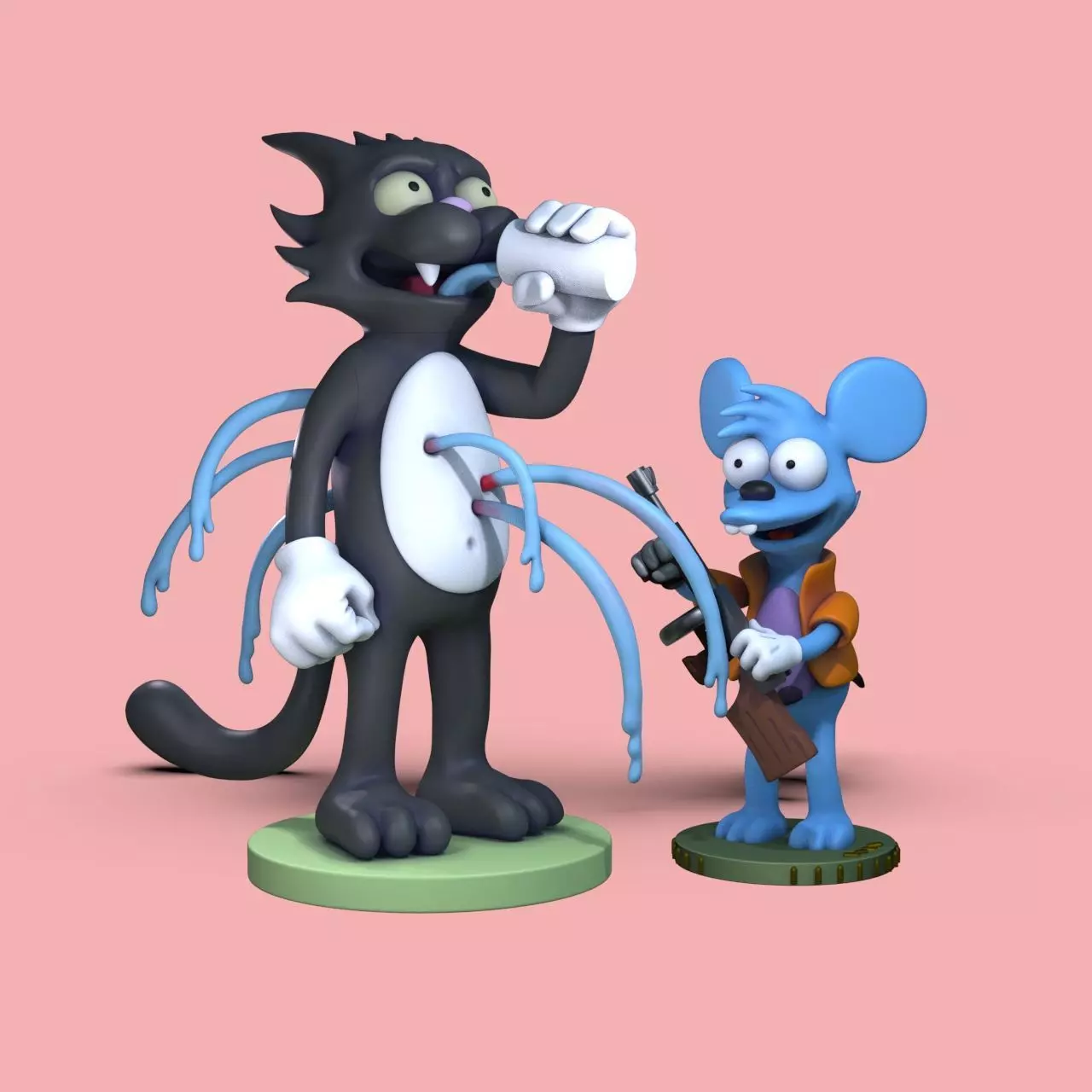 Itchy and Scratchy fan art 3D print model
