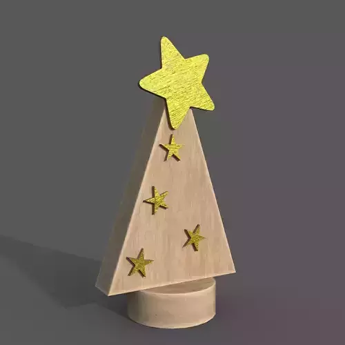 Christmas tree decor with stars Low-poly 3D model