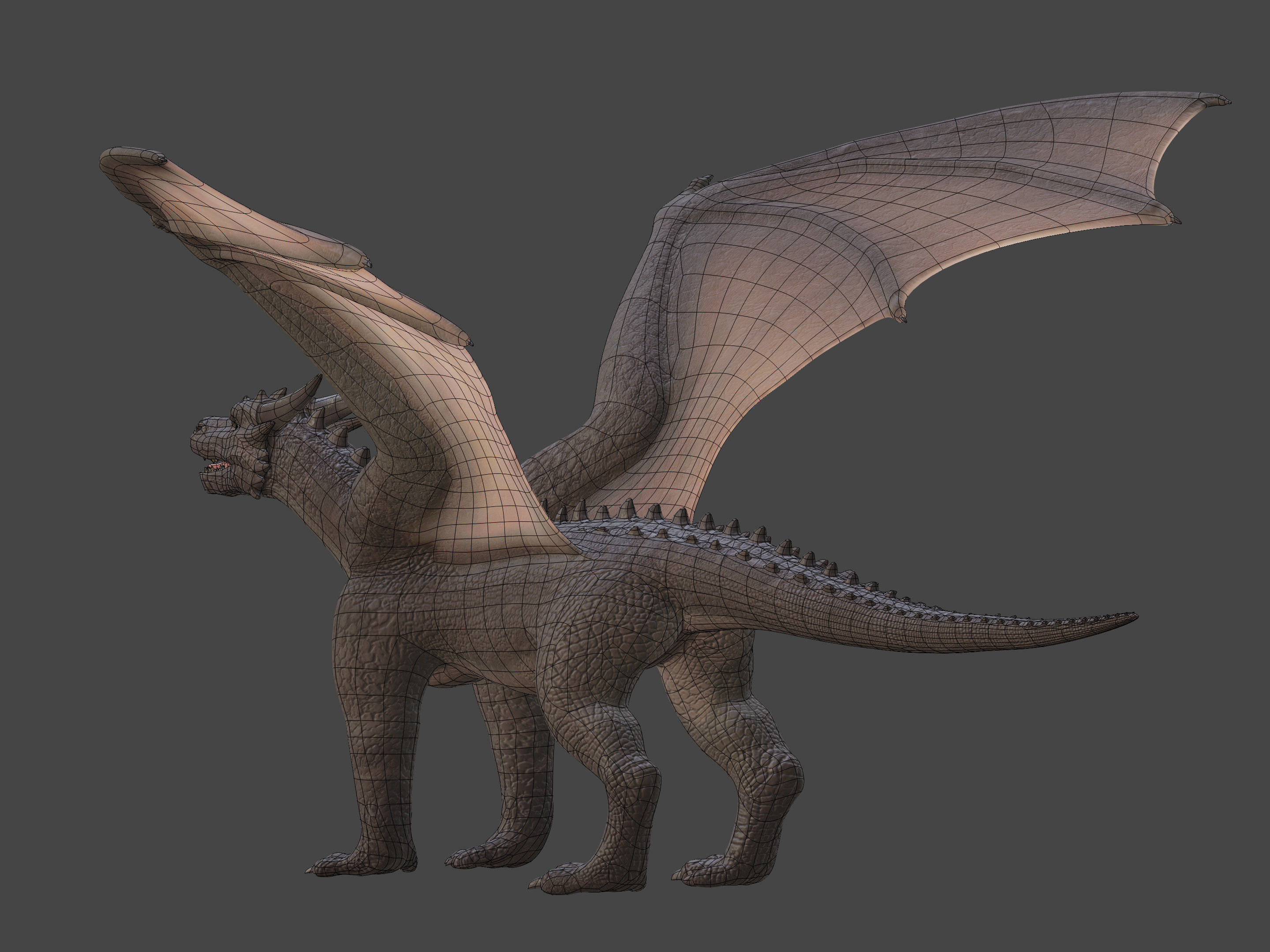 High Quality Textured Dragon Model Low-poly 3D model_19