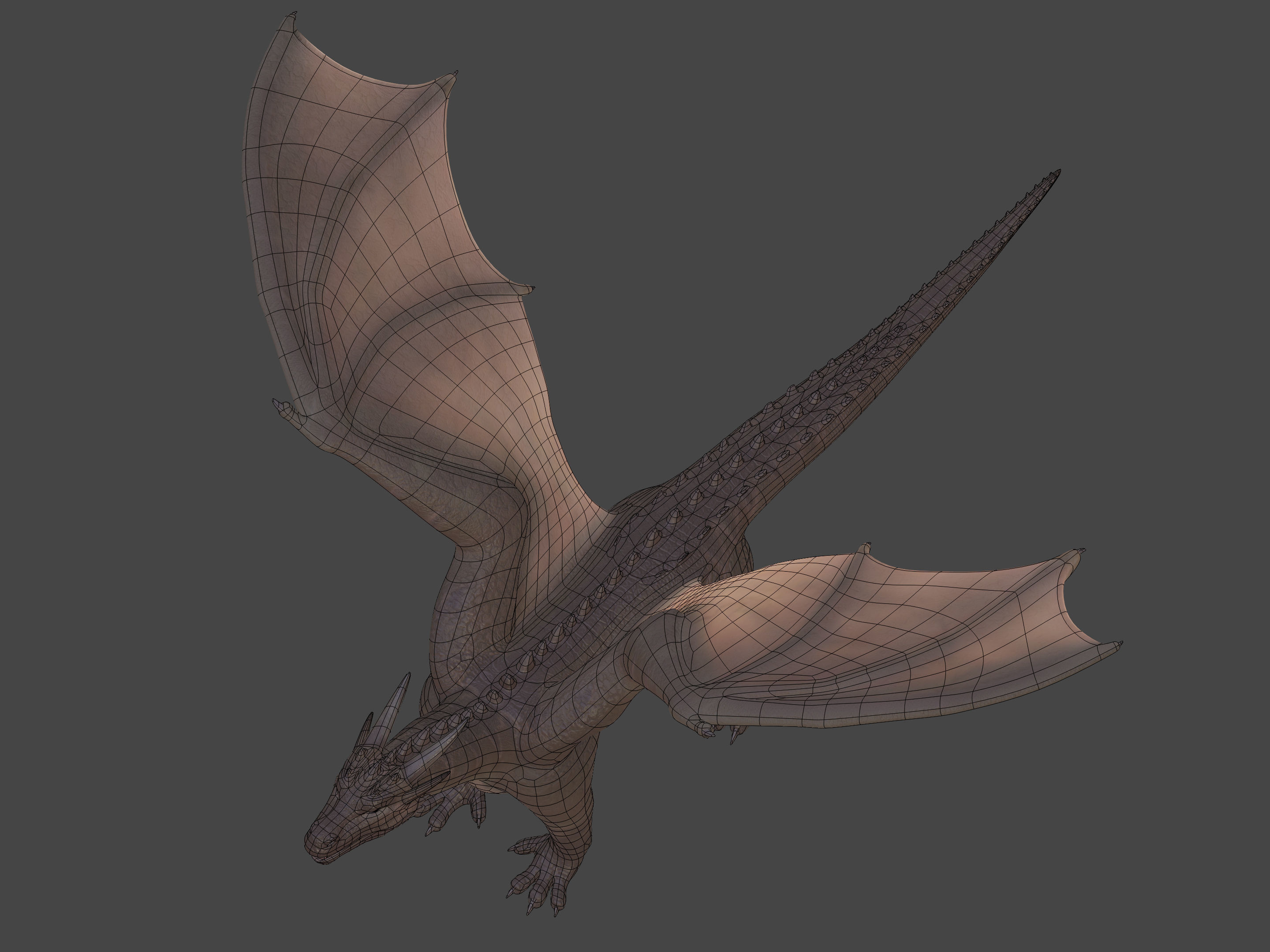 High Quality Textured Dragon Model Low-poly 3D model_12