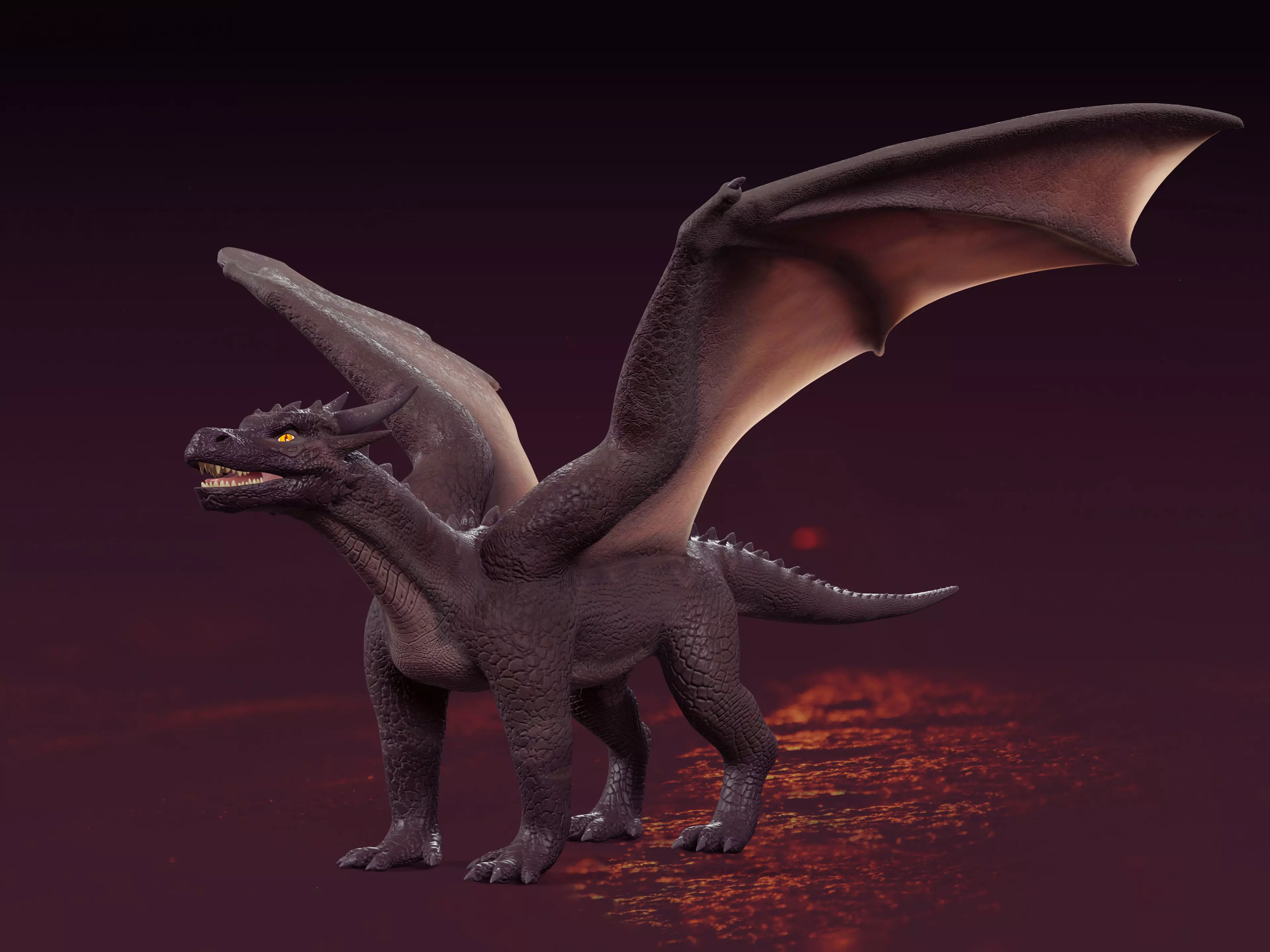High Quality Textured Dragon Model Low-poly 3D model_0
