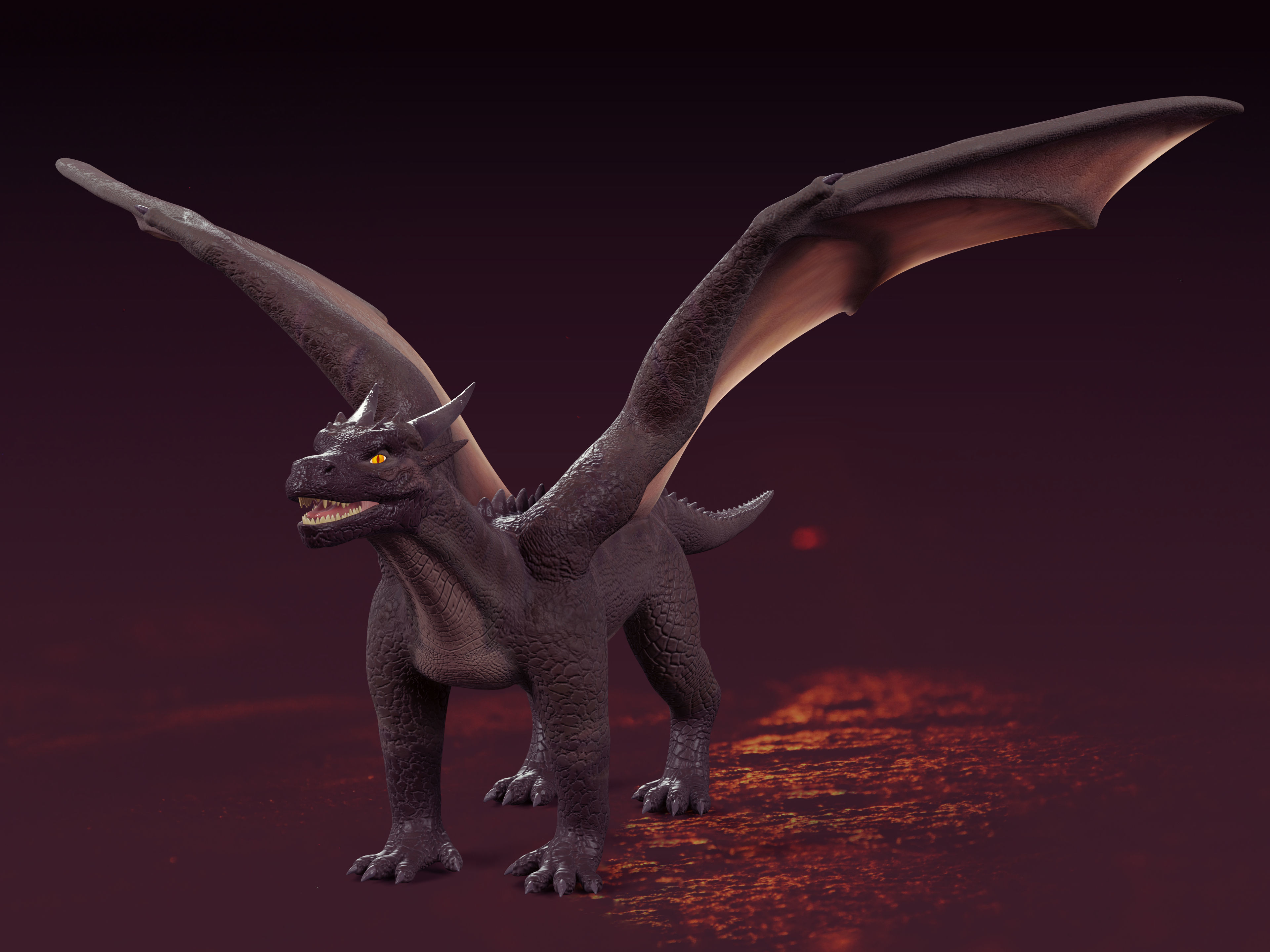 High Quality Textured Dragon Model Low-poly 3D model_2