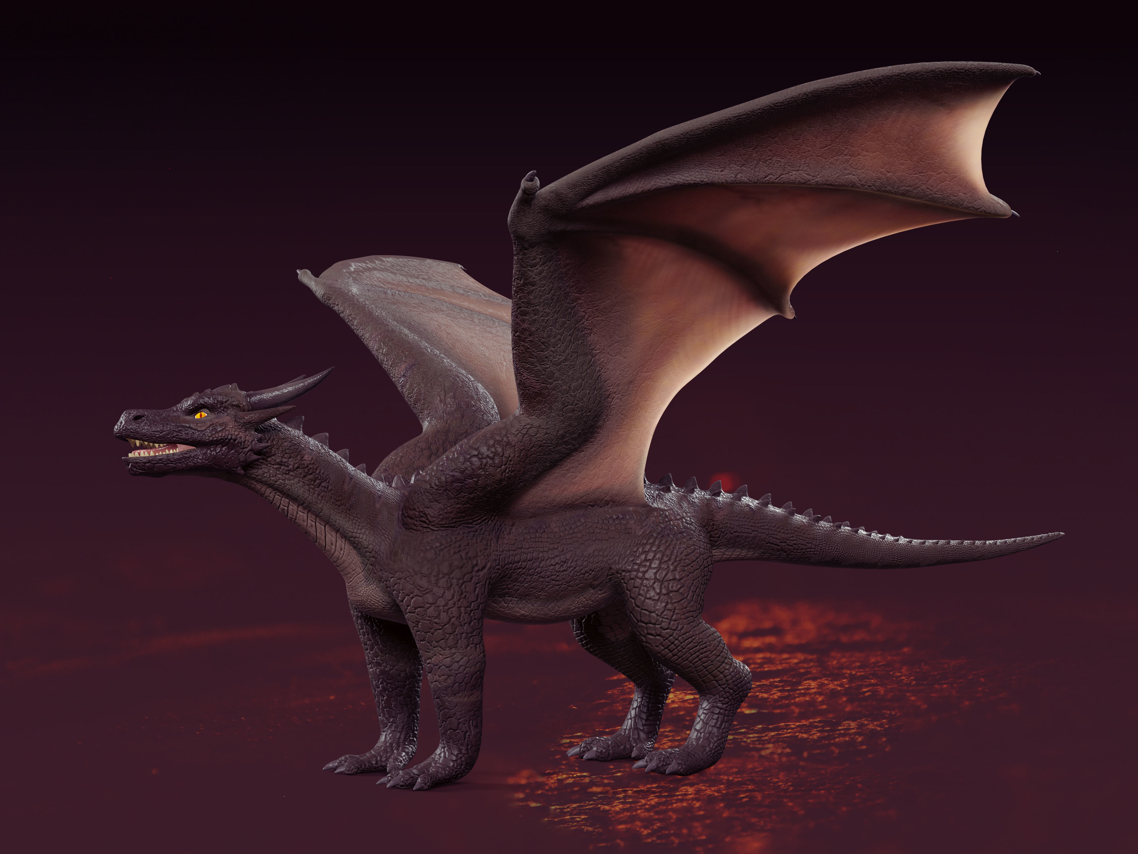 High Quality Textured Dragon Model Low-poly 3D model_1