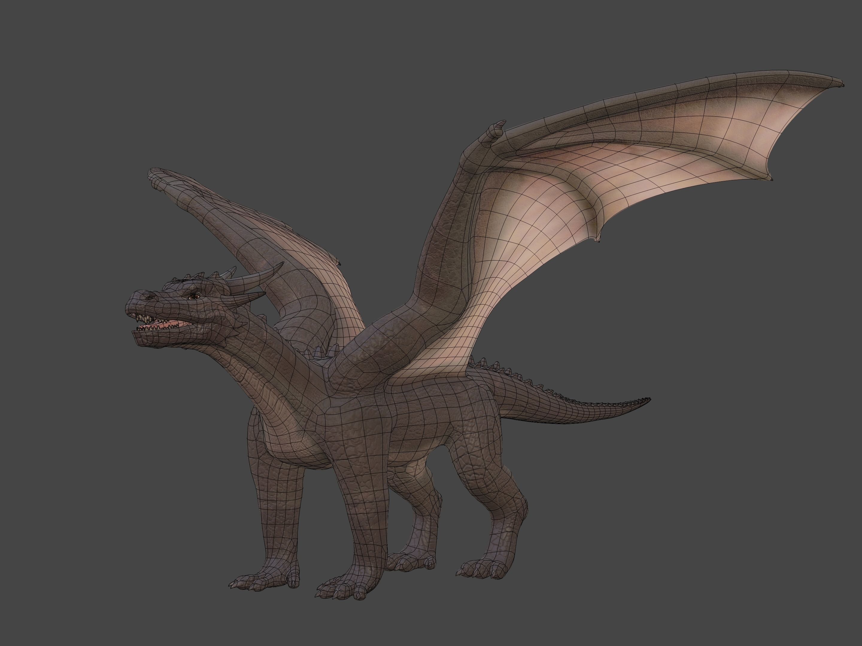 High Quality Textured Dragon Model Low-poly 3D model_5