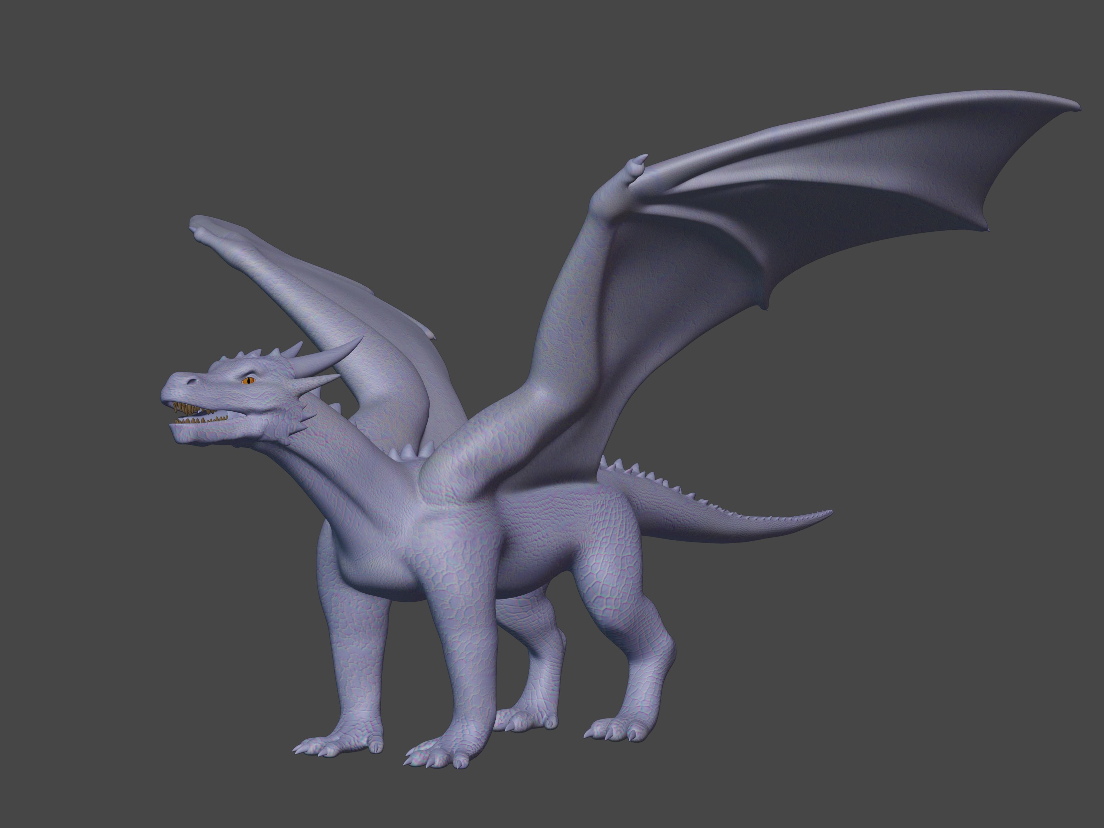 High Quality Textured Dragon Model Low-poly 3D model_8