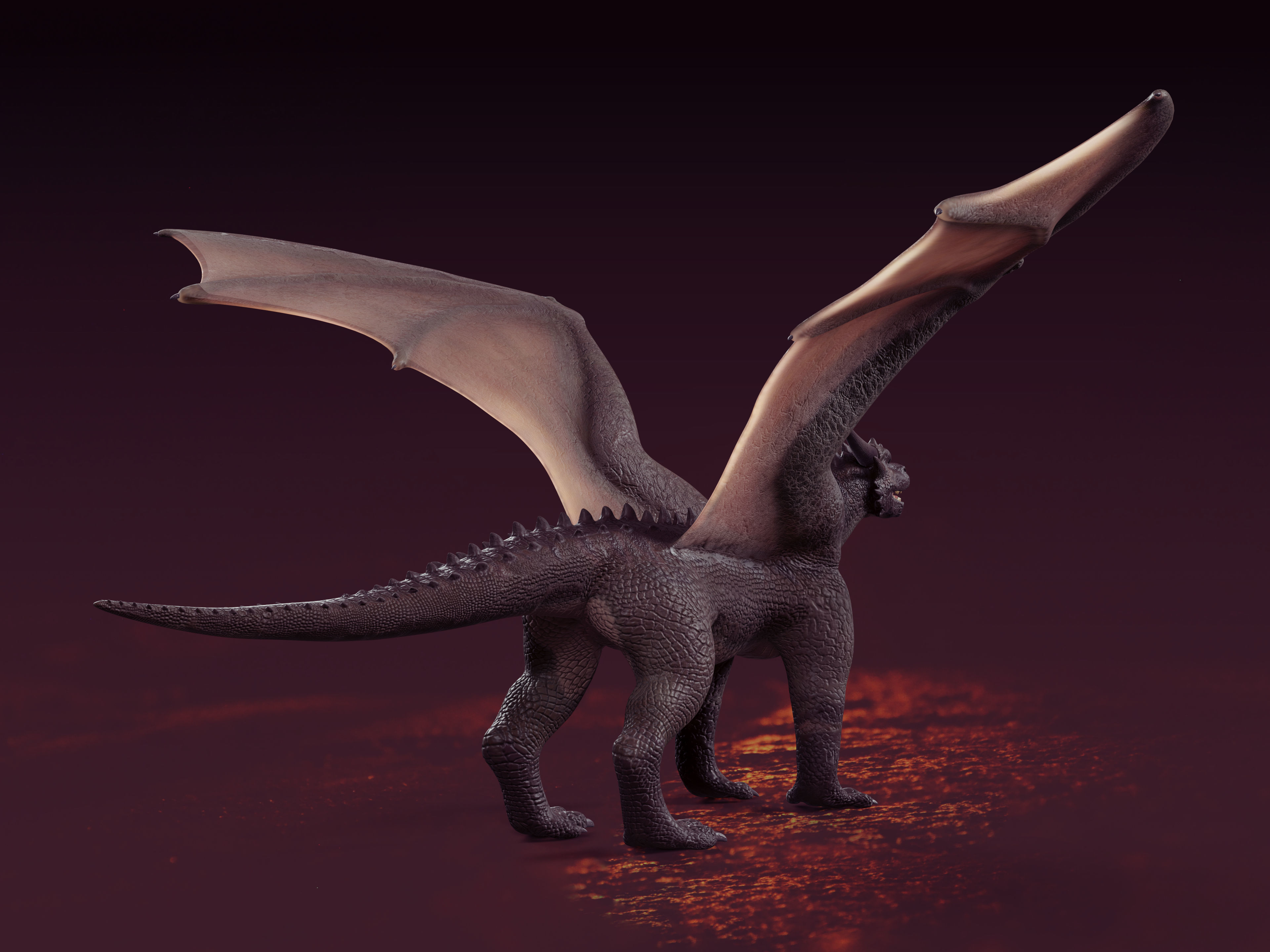 High Quality Textured Dragon Model Low-poly 3D model_3