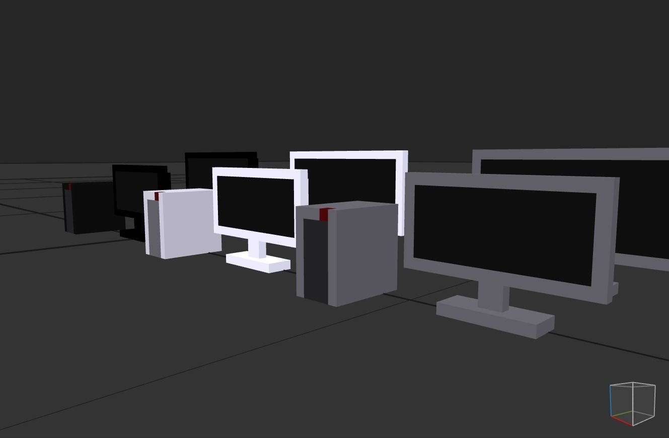 PC Set Low-poly 3D model_4
