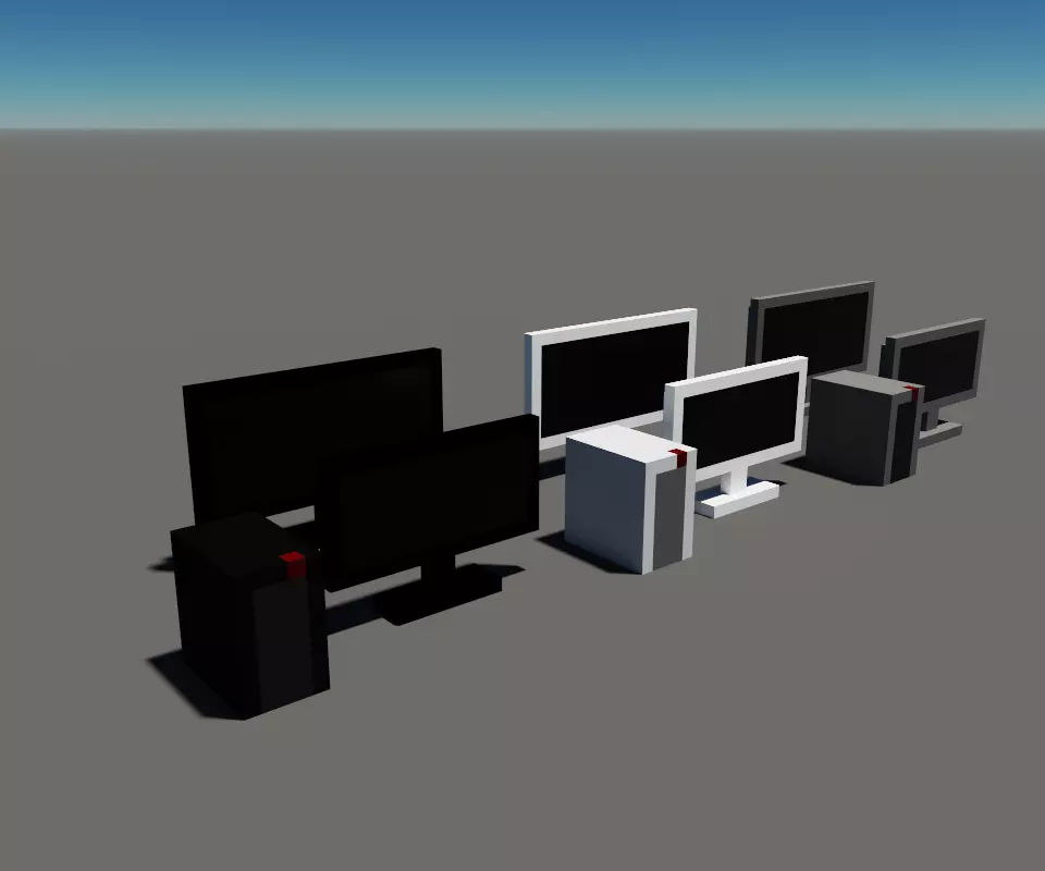 PC Set Low-poly 3D model_0