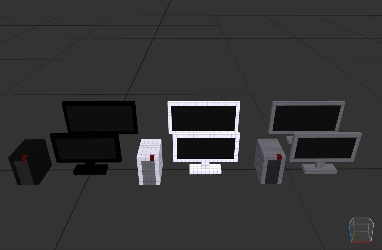 PC Set Low-poly 3D model_6