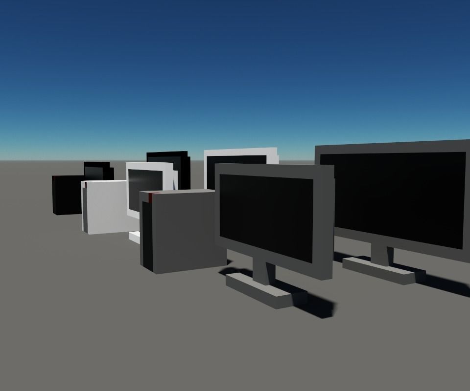 PC Set Low-poly 3D model_1