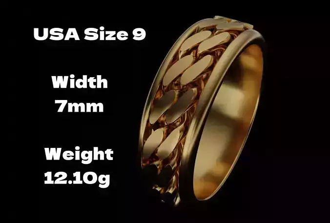 cuban chain ring band US size 9