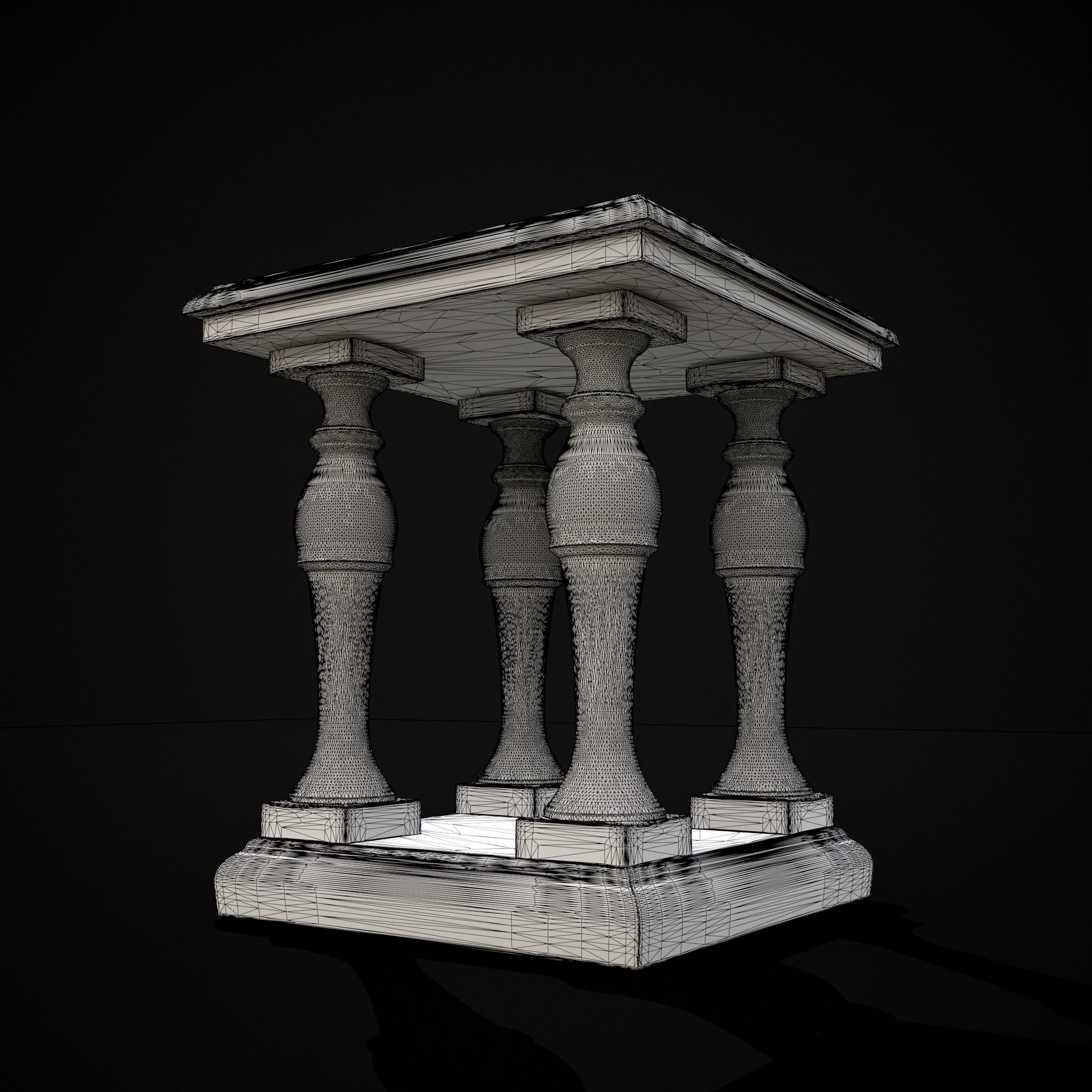 Square Marble Table 3D print model_4