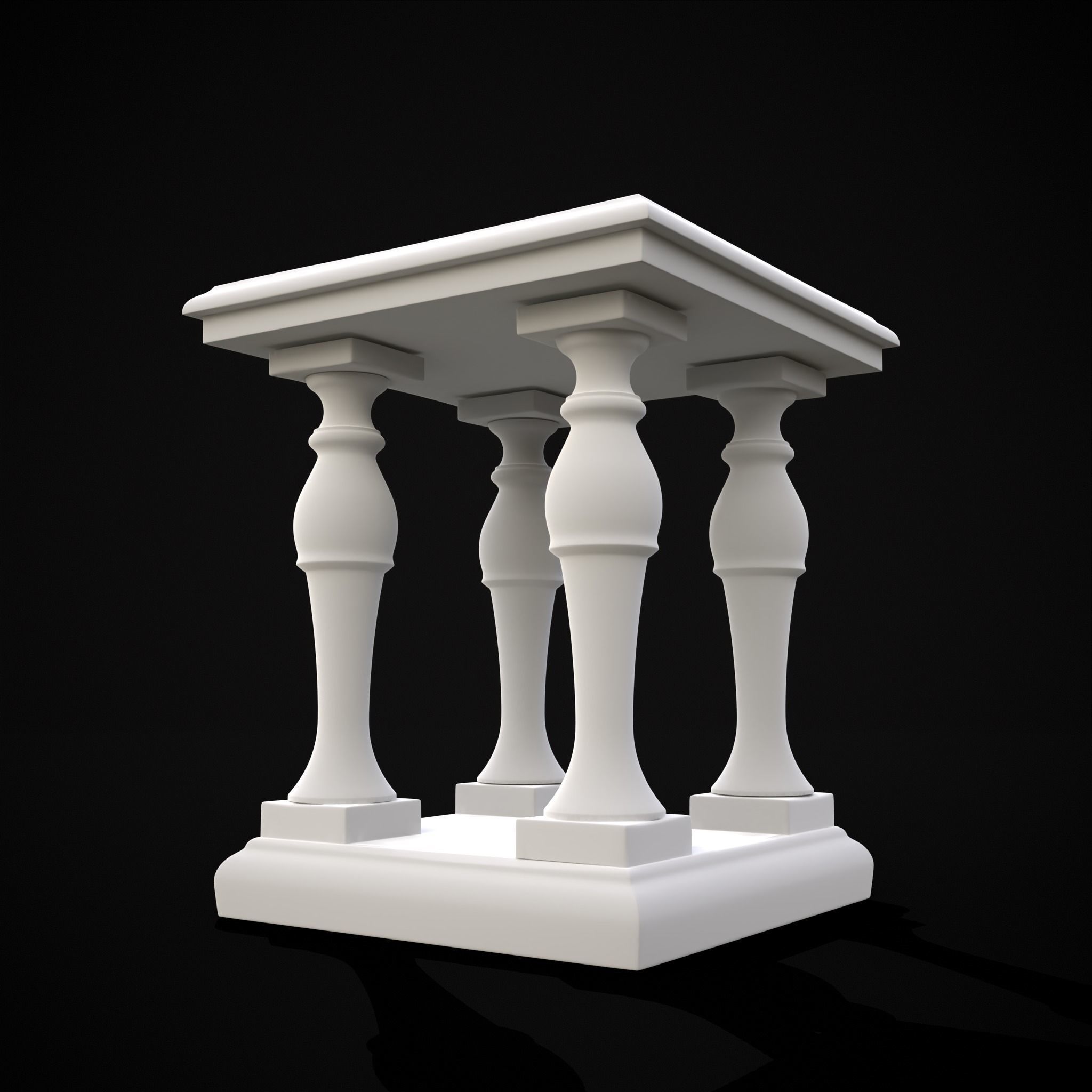 Square Marble Table 3D print model_3