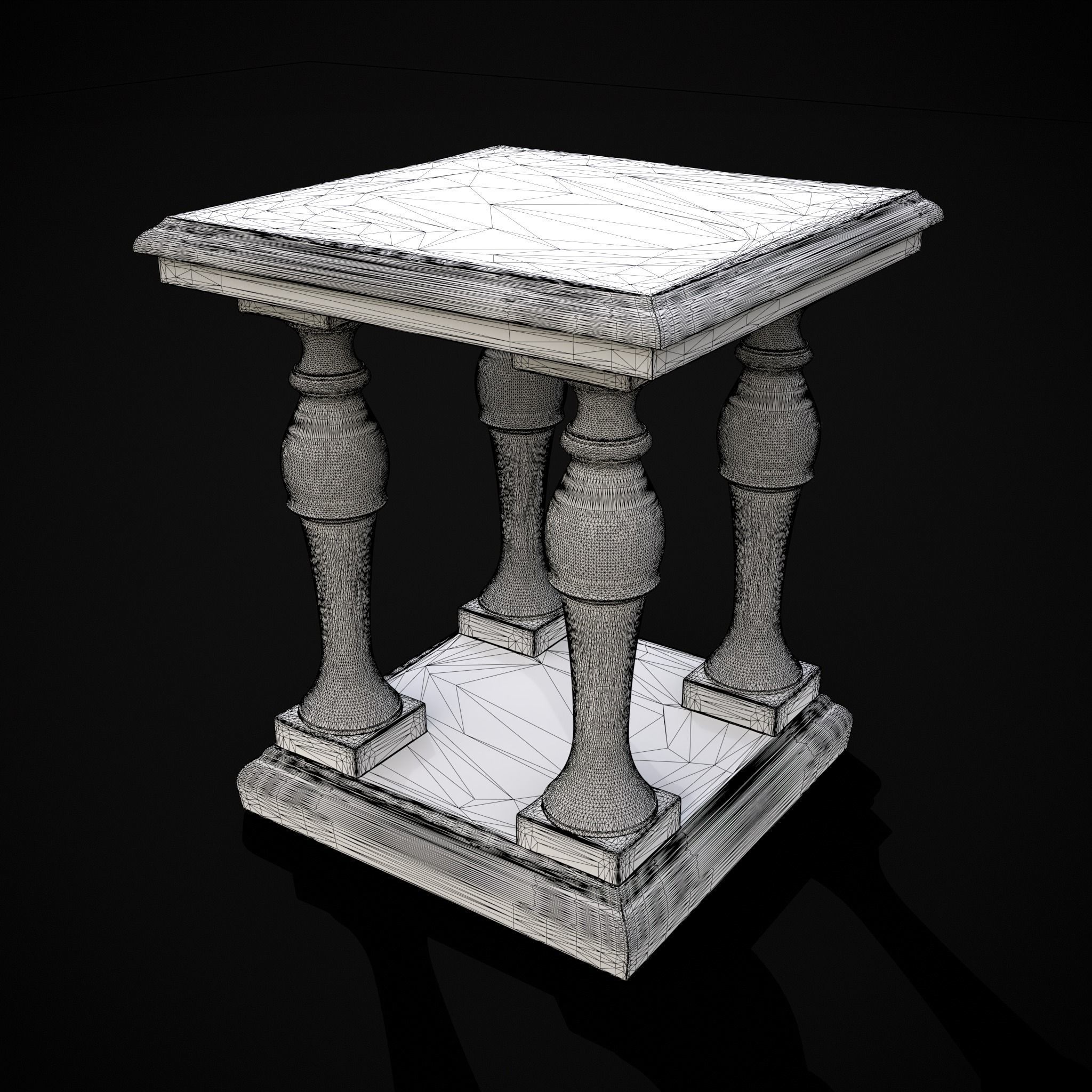 Square Marble Table 3D print model_2