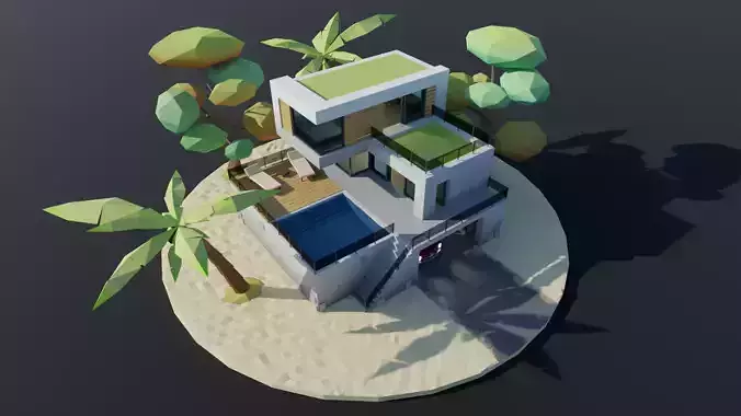 Pack Low Poly Beach Haus