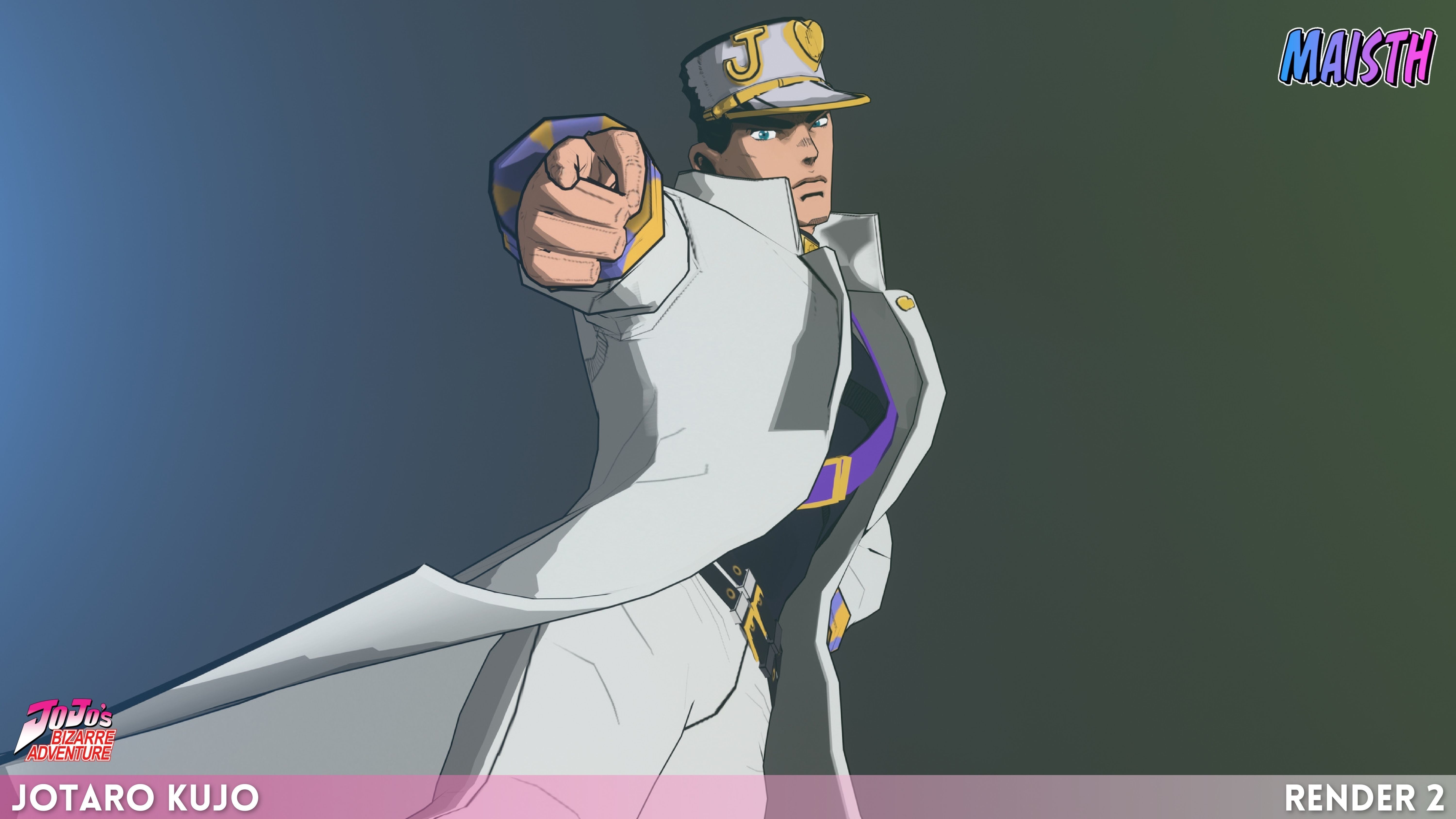 Jotaro Kujo - JoJo - 3D Model - Rigged Low-poly 3D model_4