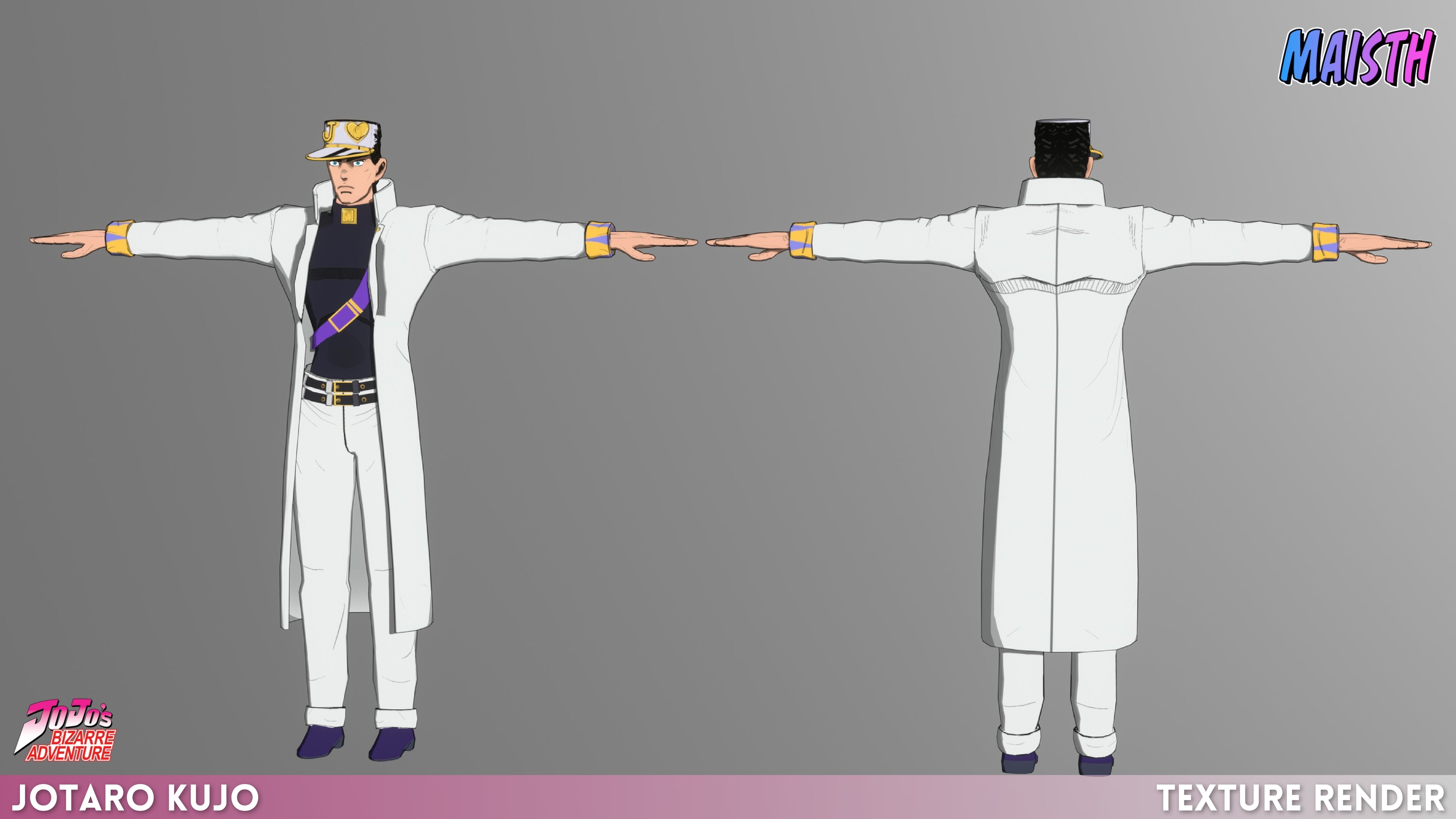 Jotaro Kujo - JoJo - 3D Model - Rigged Low-poly 3D model_8