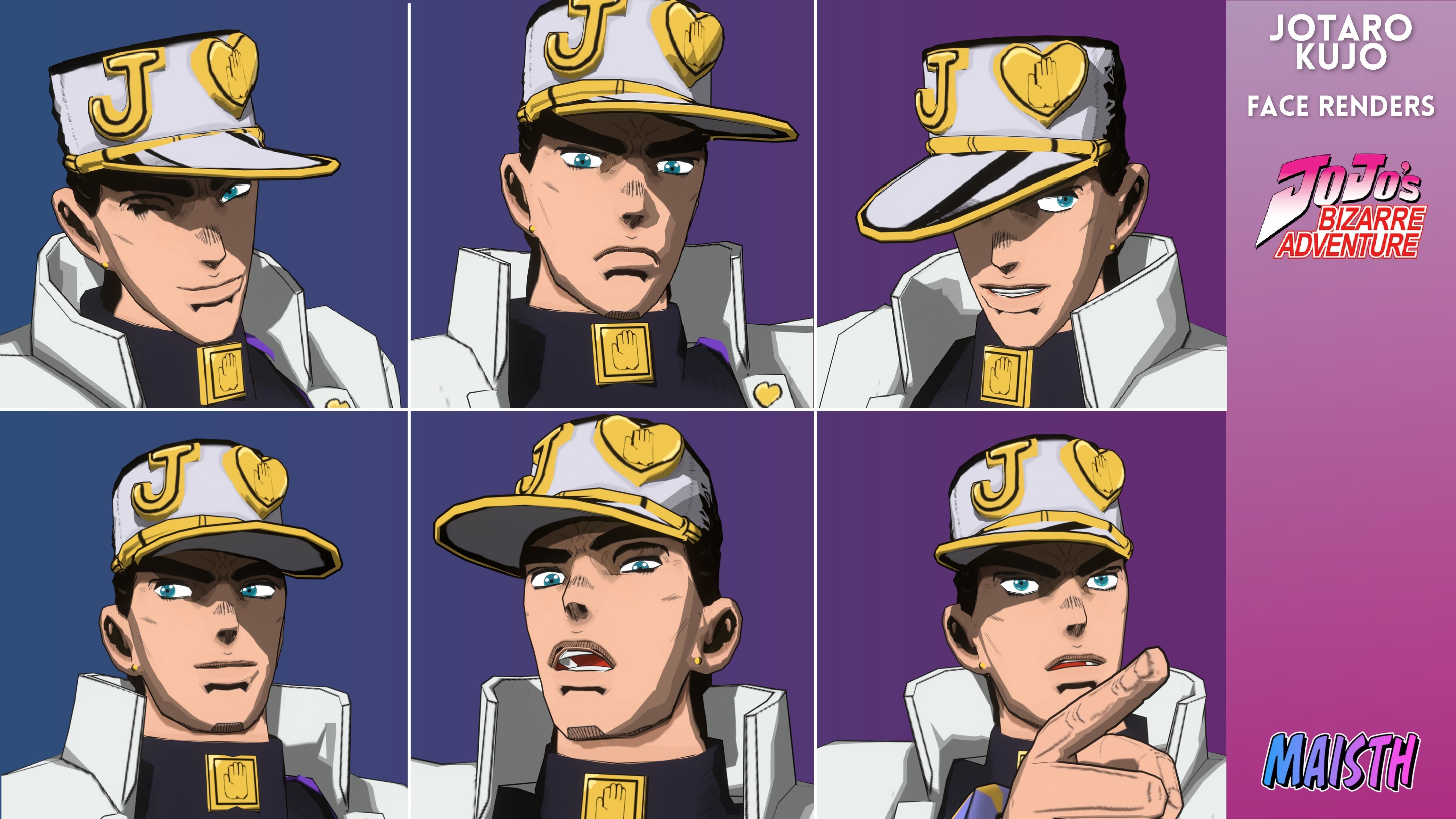 Jotaro Kujo - JoJo - 3D Model - Rigged Low-poly 3D model_7