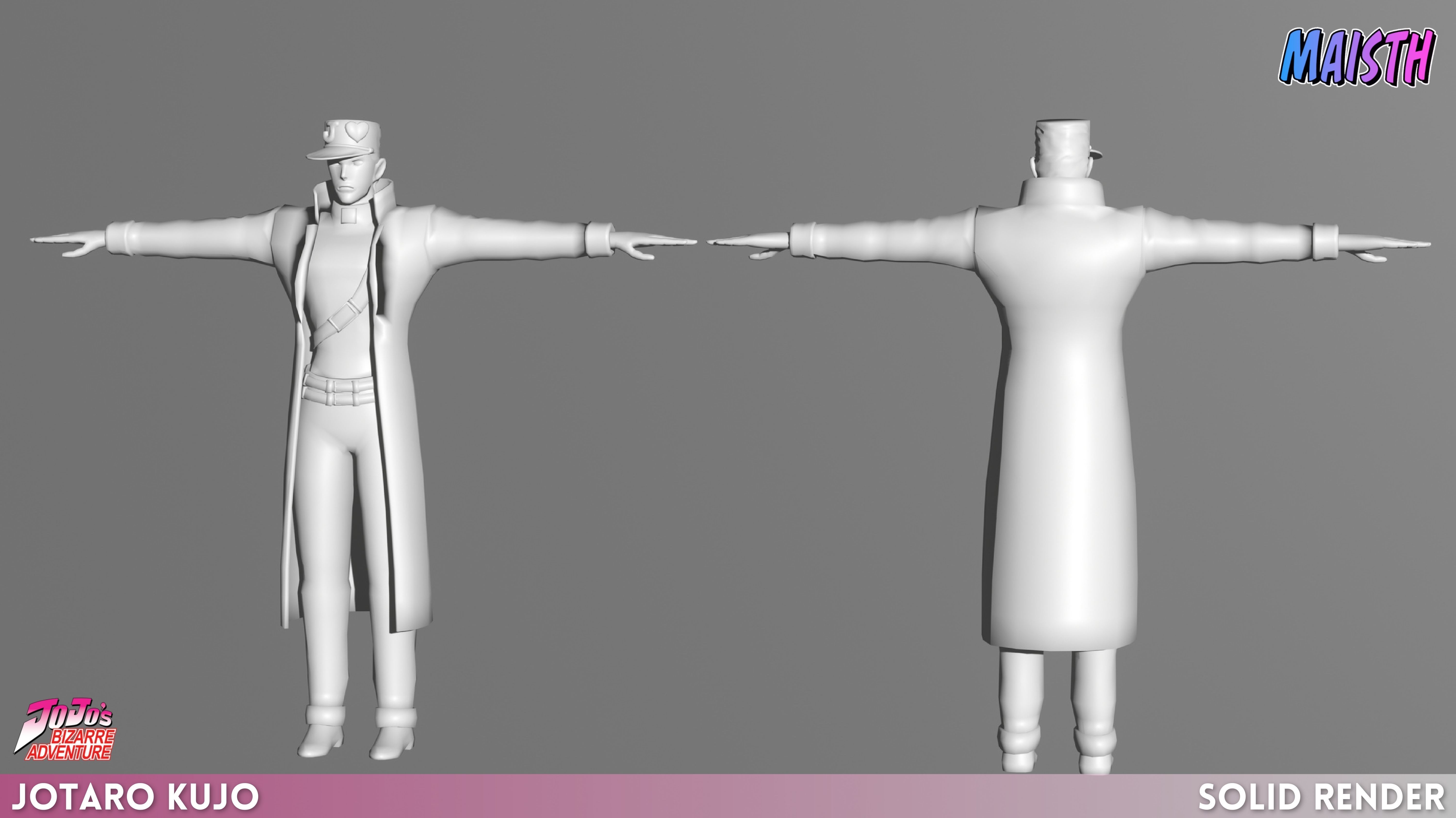 Jotaro Kujo - JoJo - 3D Model - Rigged Low-poly 3D model_9