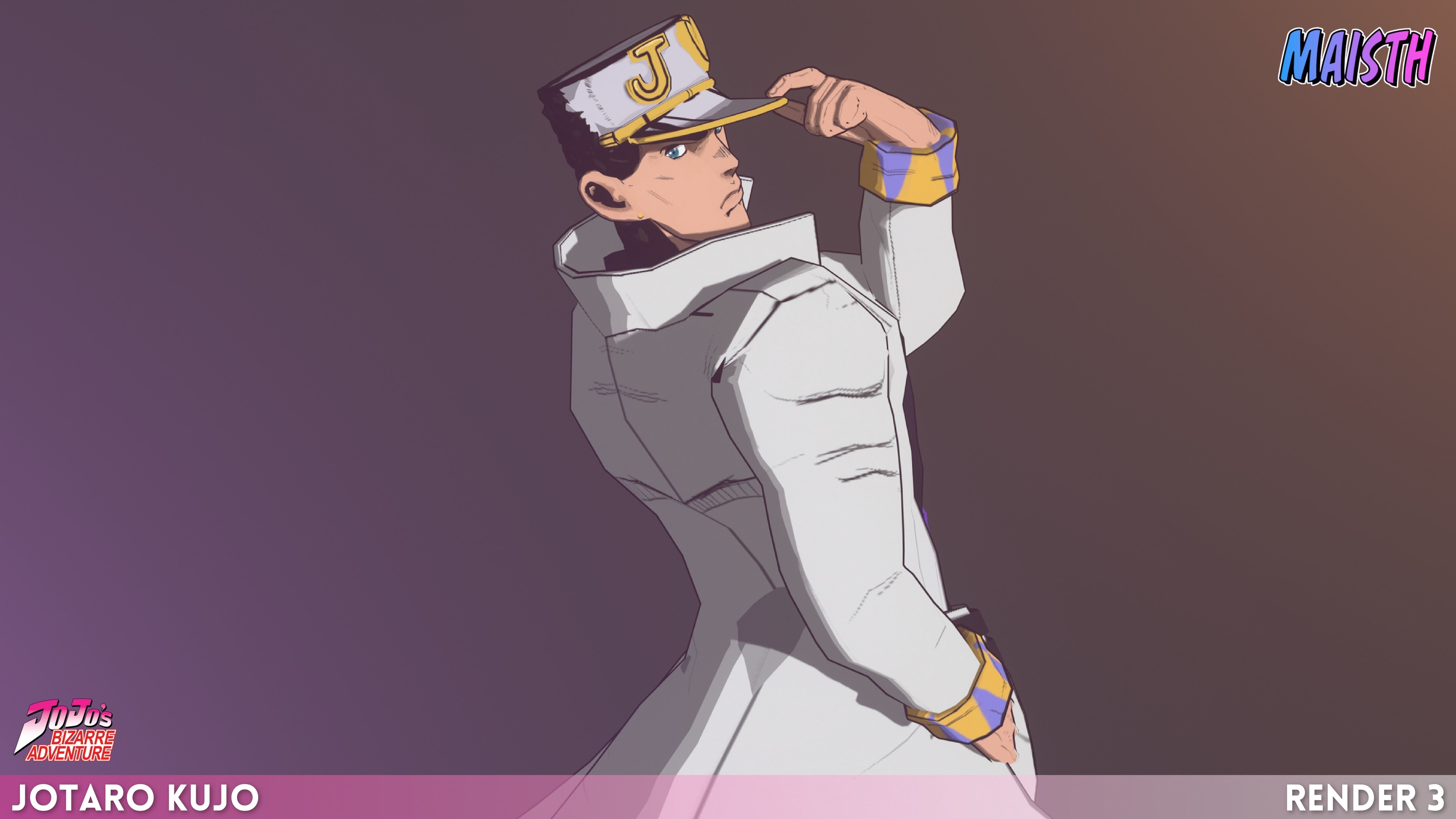 Jotaro Kujo - JoJo - 3D Model - Rigged Low-poly 3D model_5