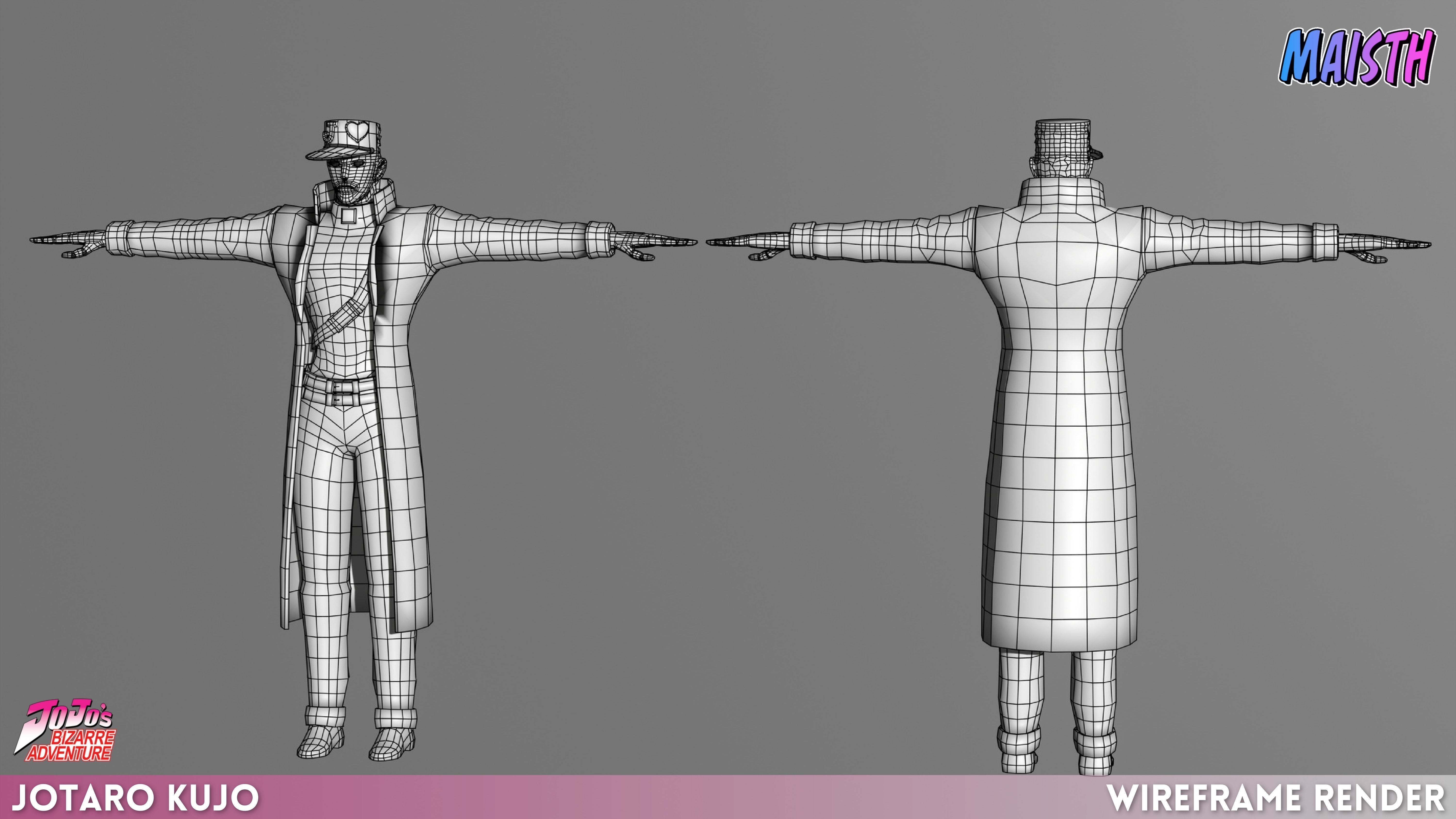 Jotaro Kujo - JoJo - 3D Model - Rigged Low-poly 3D model_10