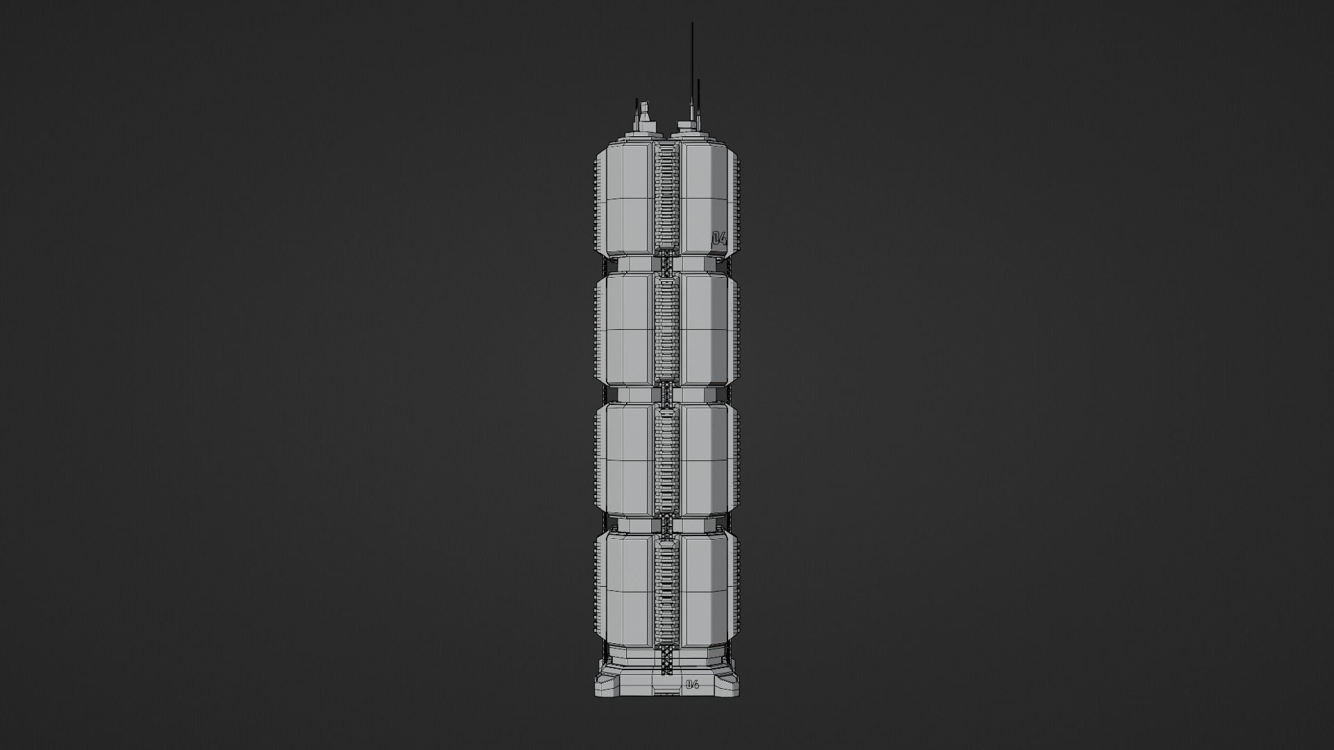 SciFi Cyberpunk Building 04 Low-poly 3D model_12