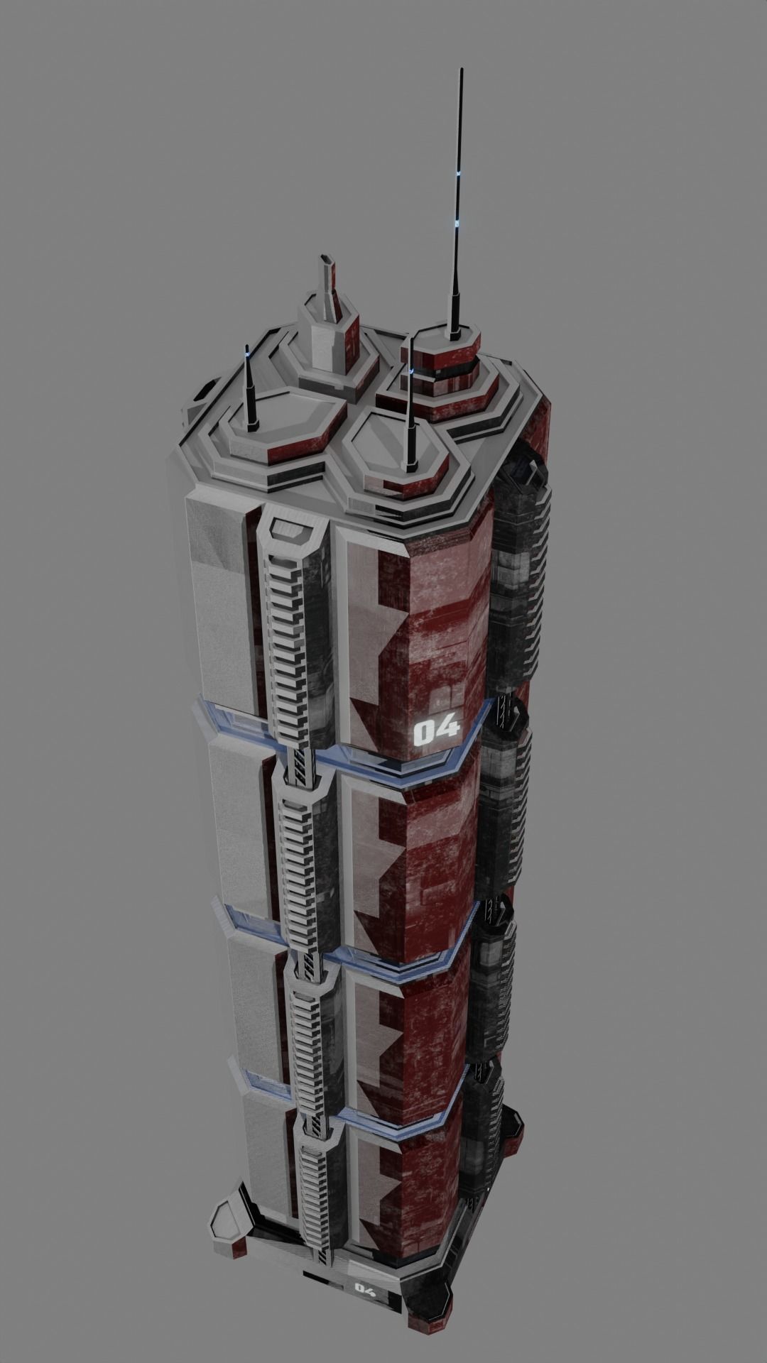 SciFi Cyberpunk Building 04 Low-poly 3D model_4