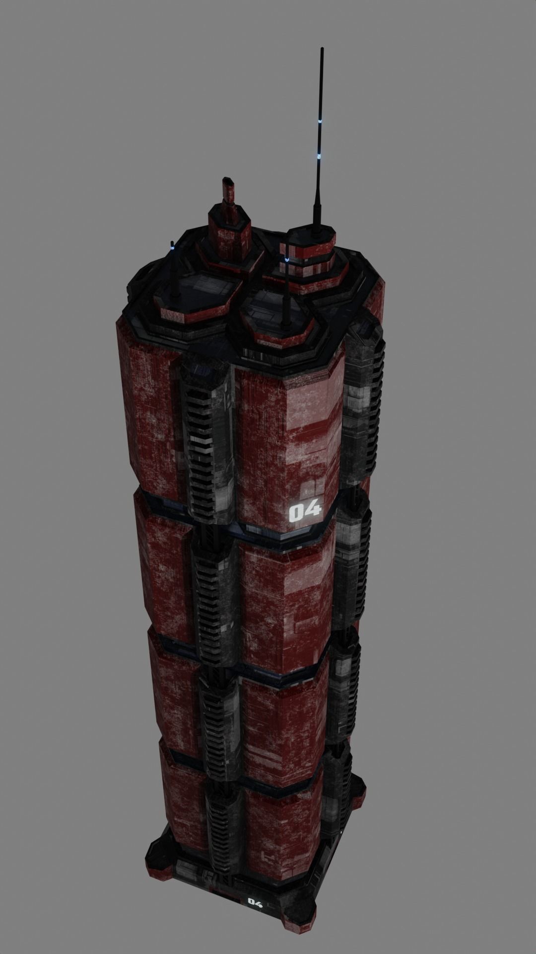 SciFi Cyberpunk Building 04 Low-poly 3D model_3